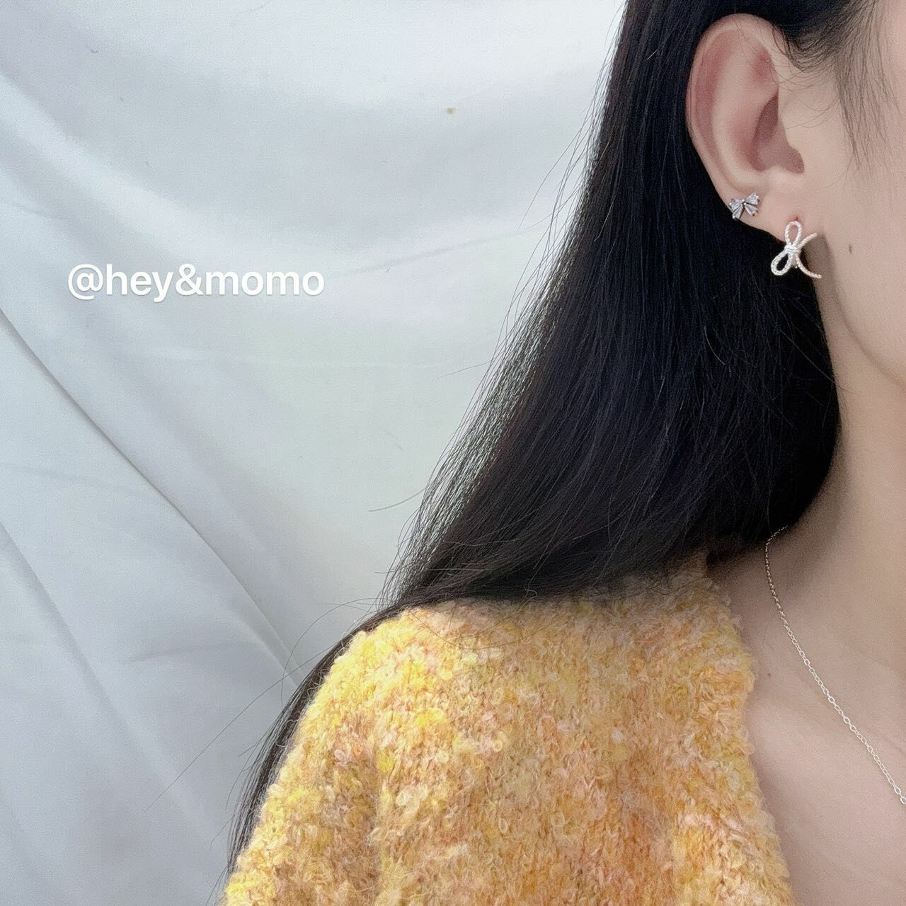 HM2454 925蝴蝶結耳環