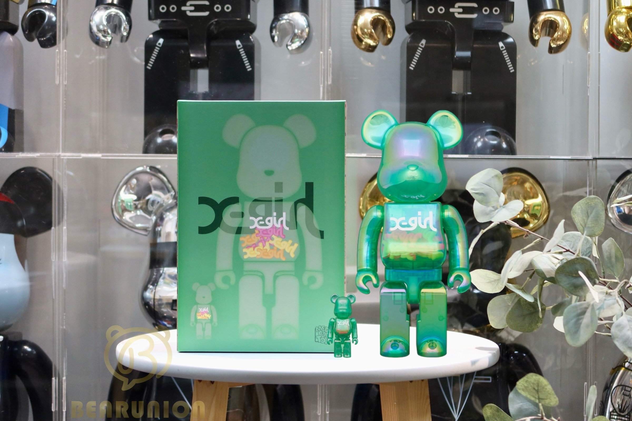 Bearbrick 400% 100% X-GIRL CLEAR GREEN