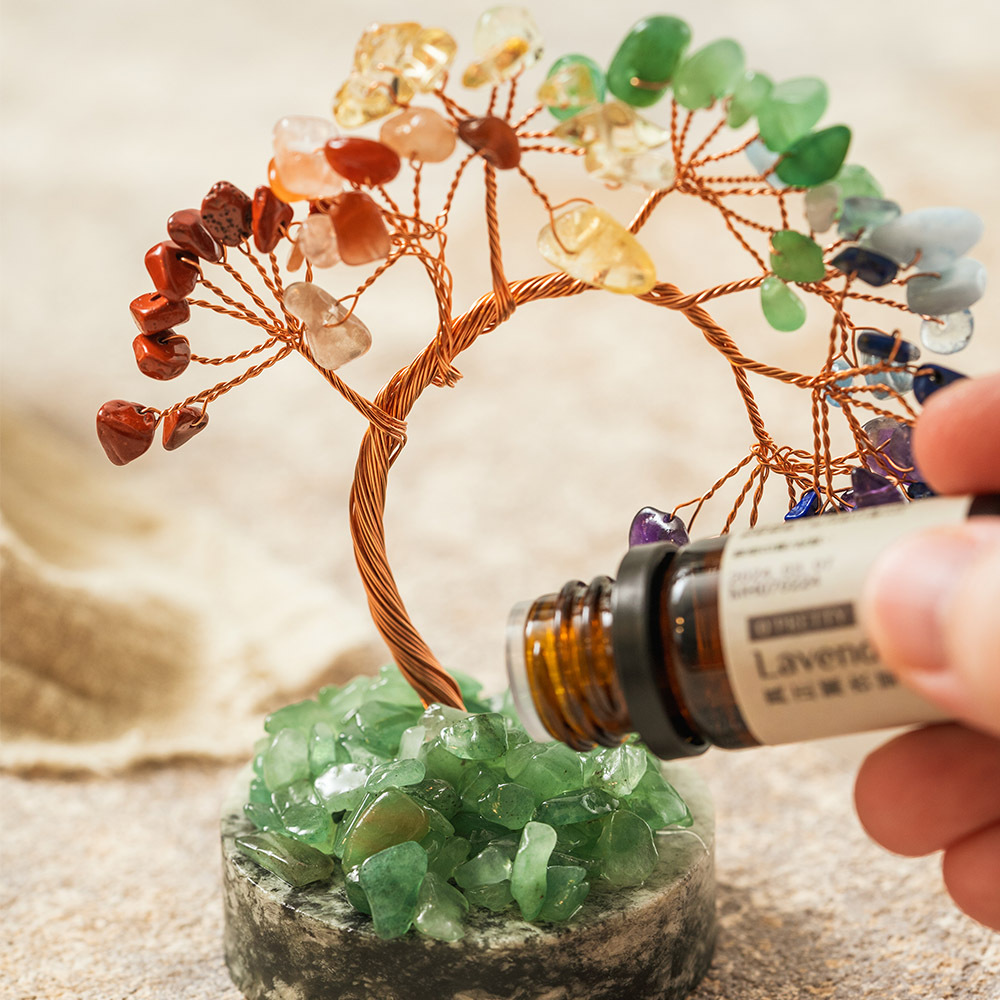 O'Pretty 歐沛媞 招財好運樹【七彩水晶樹+草本精油(5ml)】附精美禮盒