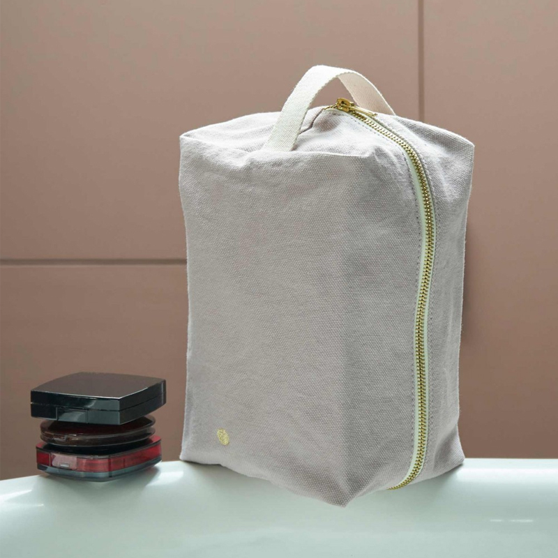 法國La cerise sur le gâteau 有機棉防水手提立體收納包-淺灰紫(大)