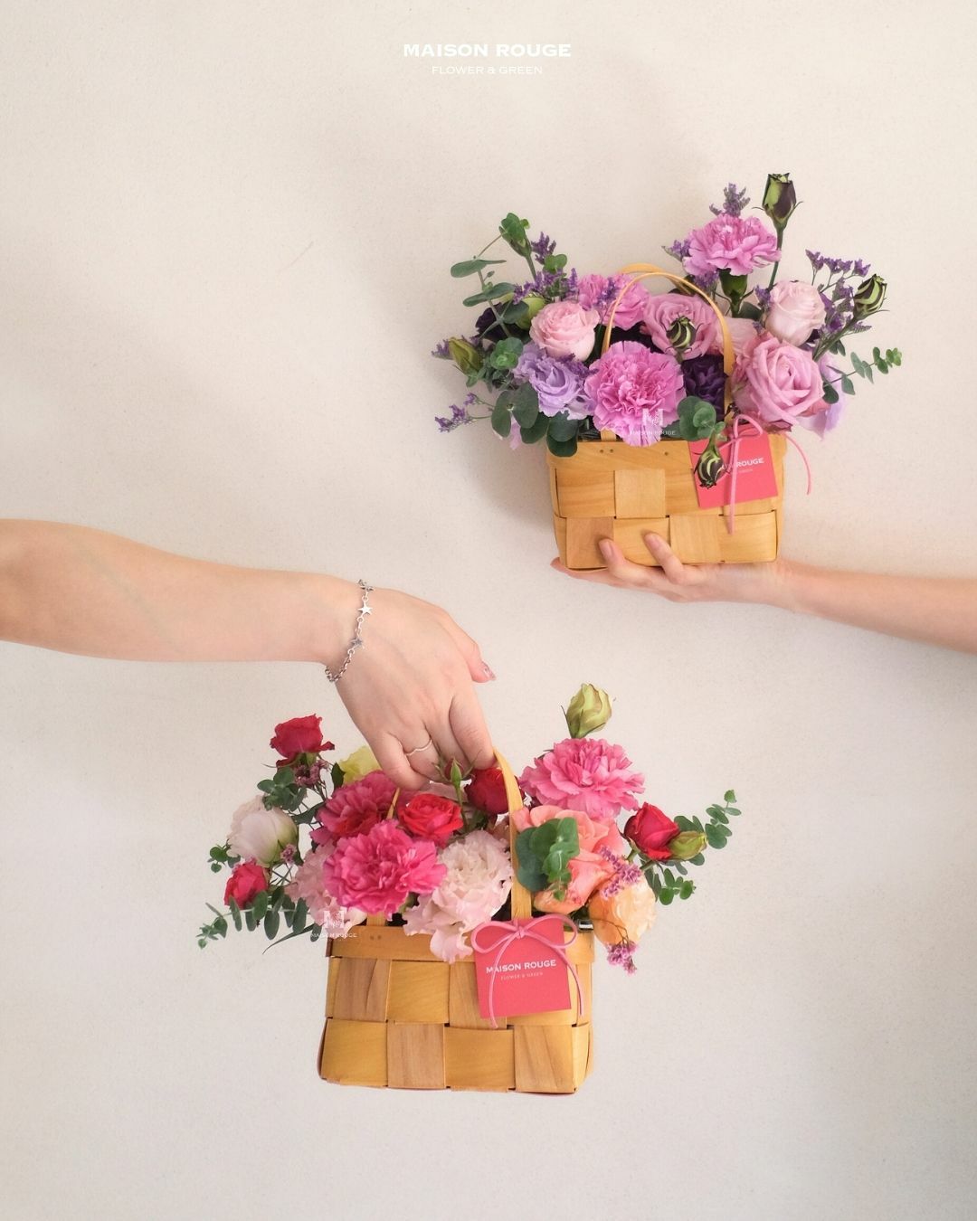貳樓有花・小提籃・杏粉色