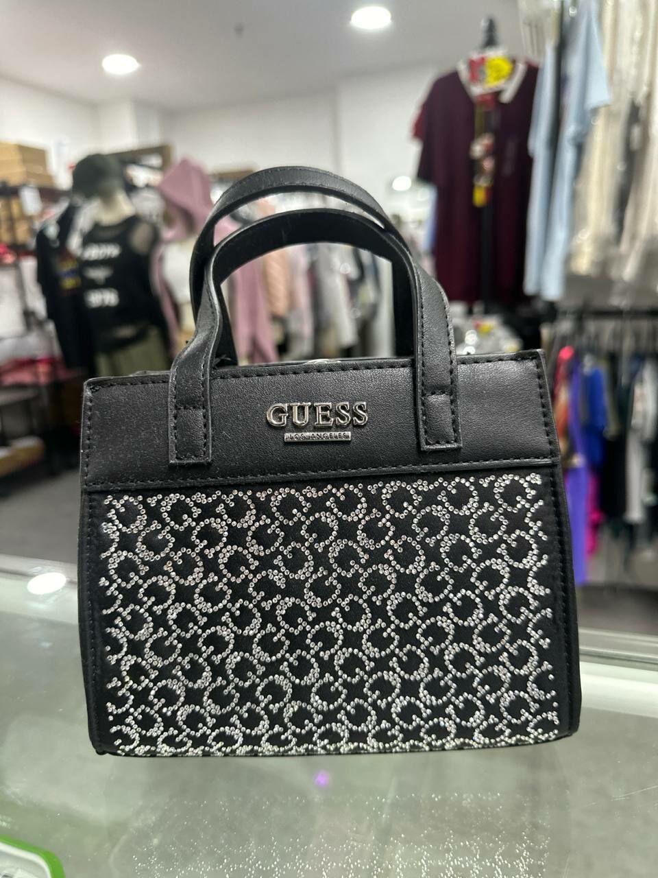 [S] GUESS 18GF-313 TAYLOR MINI CROSSBODY,BLACK LOGO, 885503056408 [FINAL SALE] (SGU443)