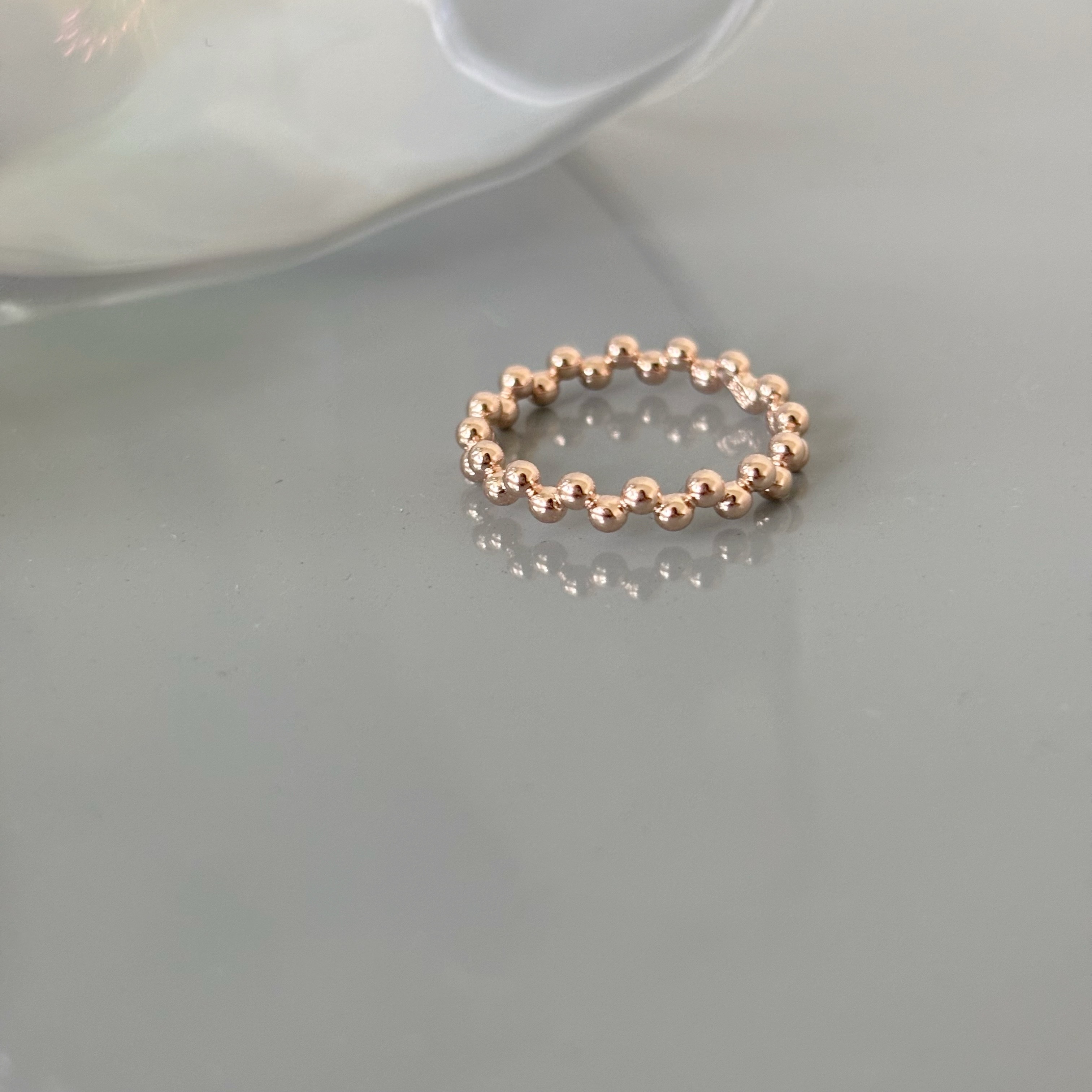 簡約交錯珠珠戒指