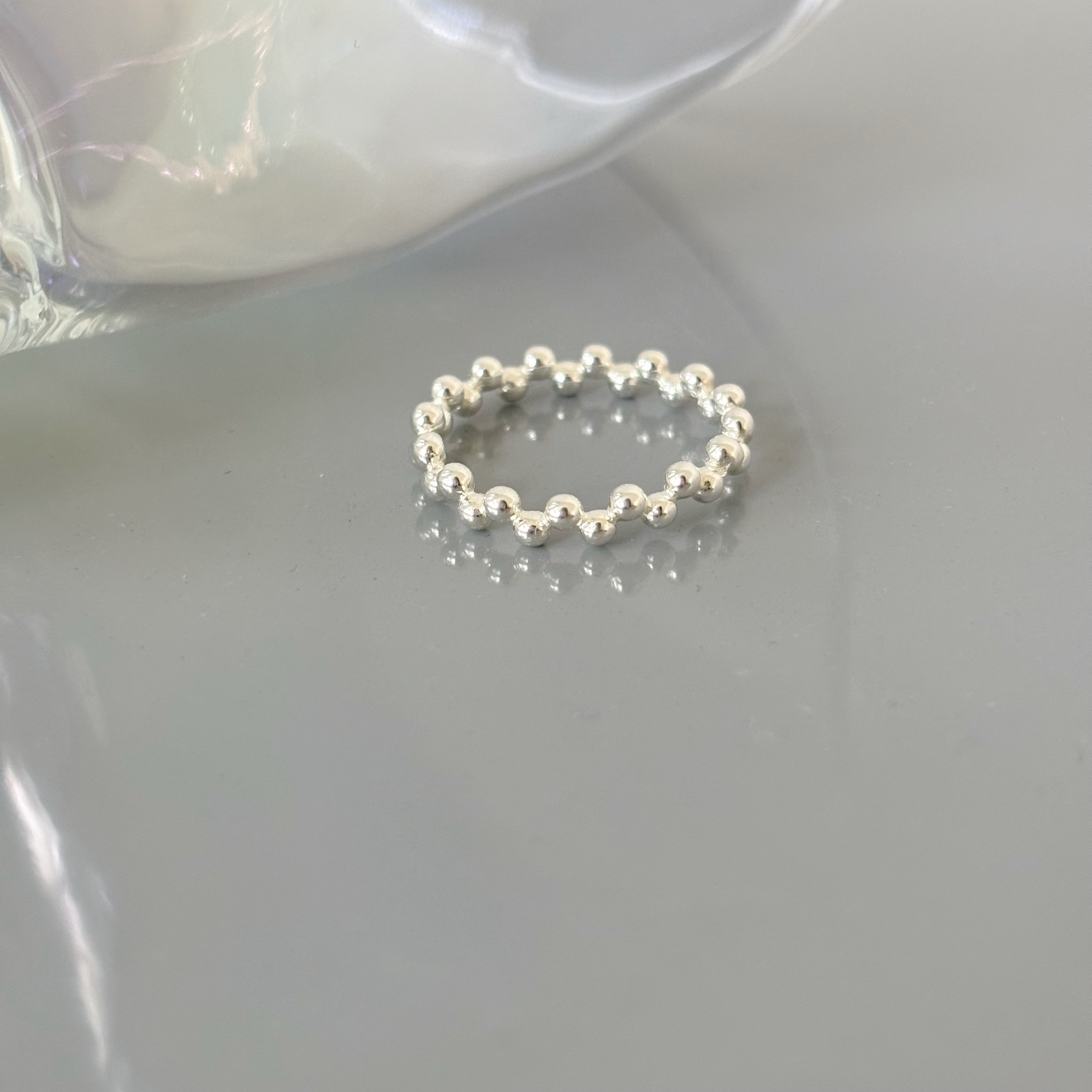 簡約交錯珠珠戒指