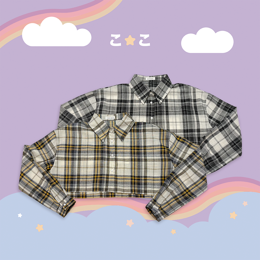 こ♡こ 短版格紋襯衫