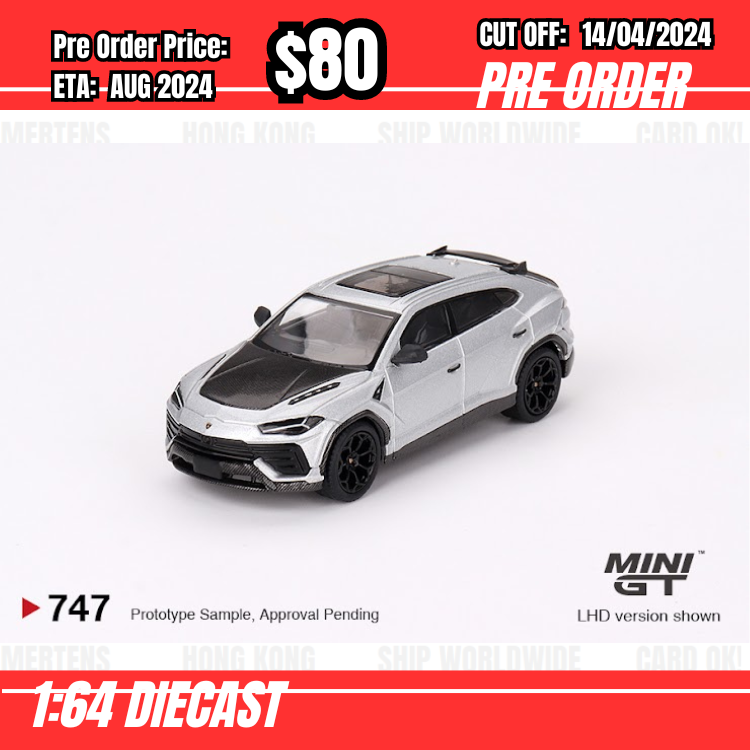 RS-$80   * Mini GT * 1:64 #747 Lamborghini Urus Performante Grigio Nimbus RHD [OD01/04]
