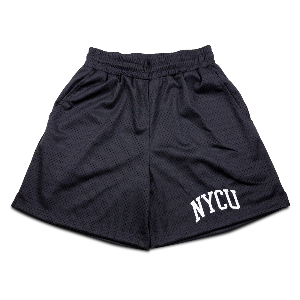 陽明交通大學 NYCU 復古網眼運動短褲 (黑色/深藍色)