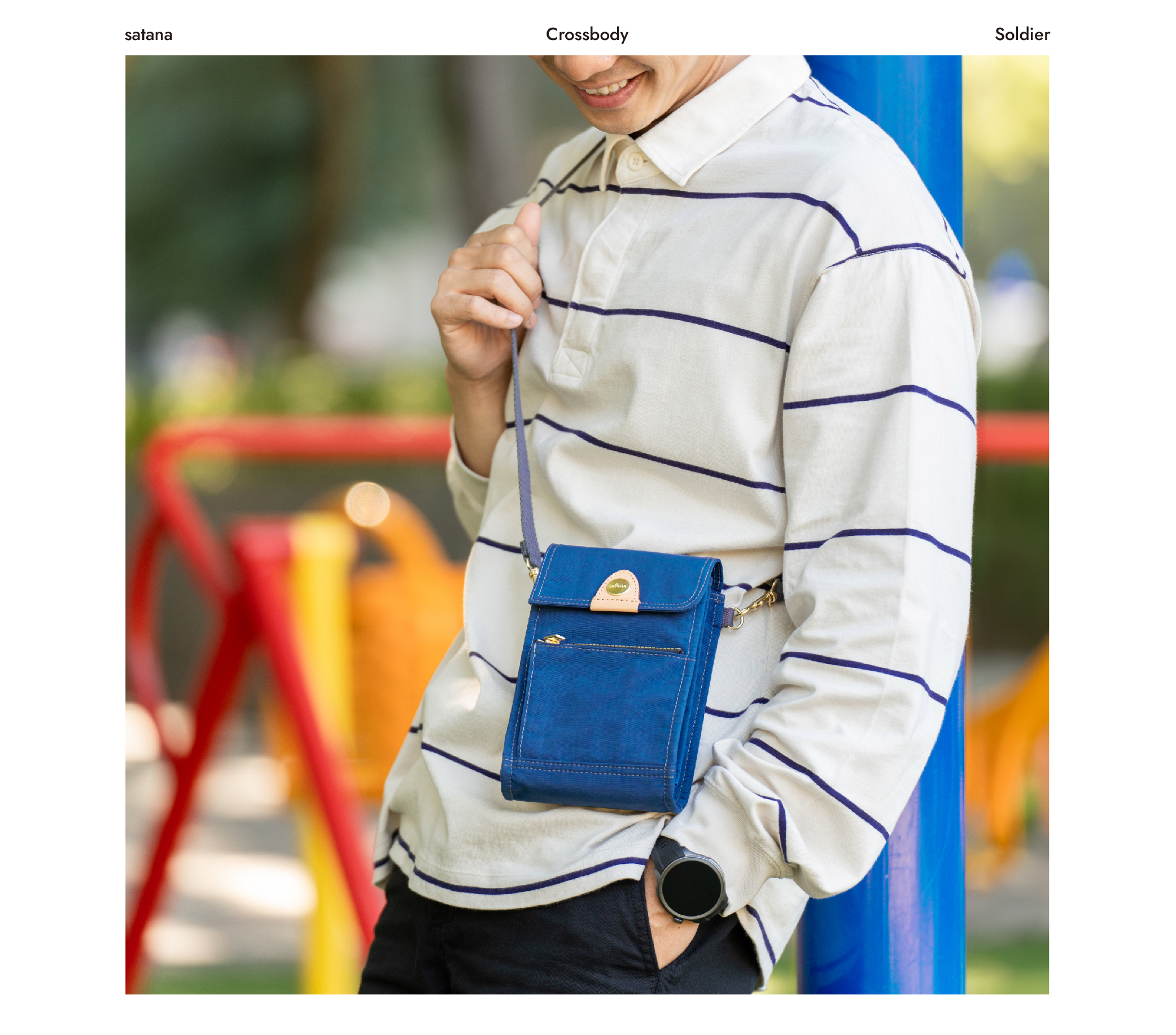 satana Soldier 趣遊輕盈隨身包 海軍藍色 SOS3010-225 男生實背形象照