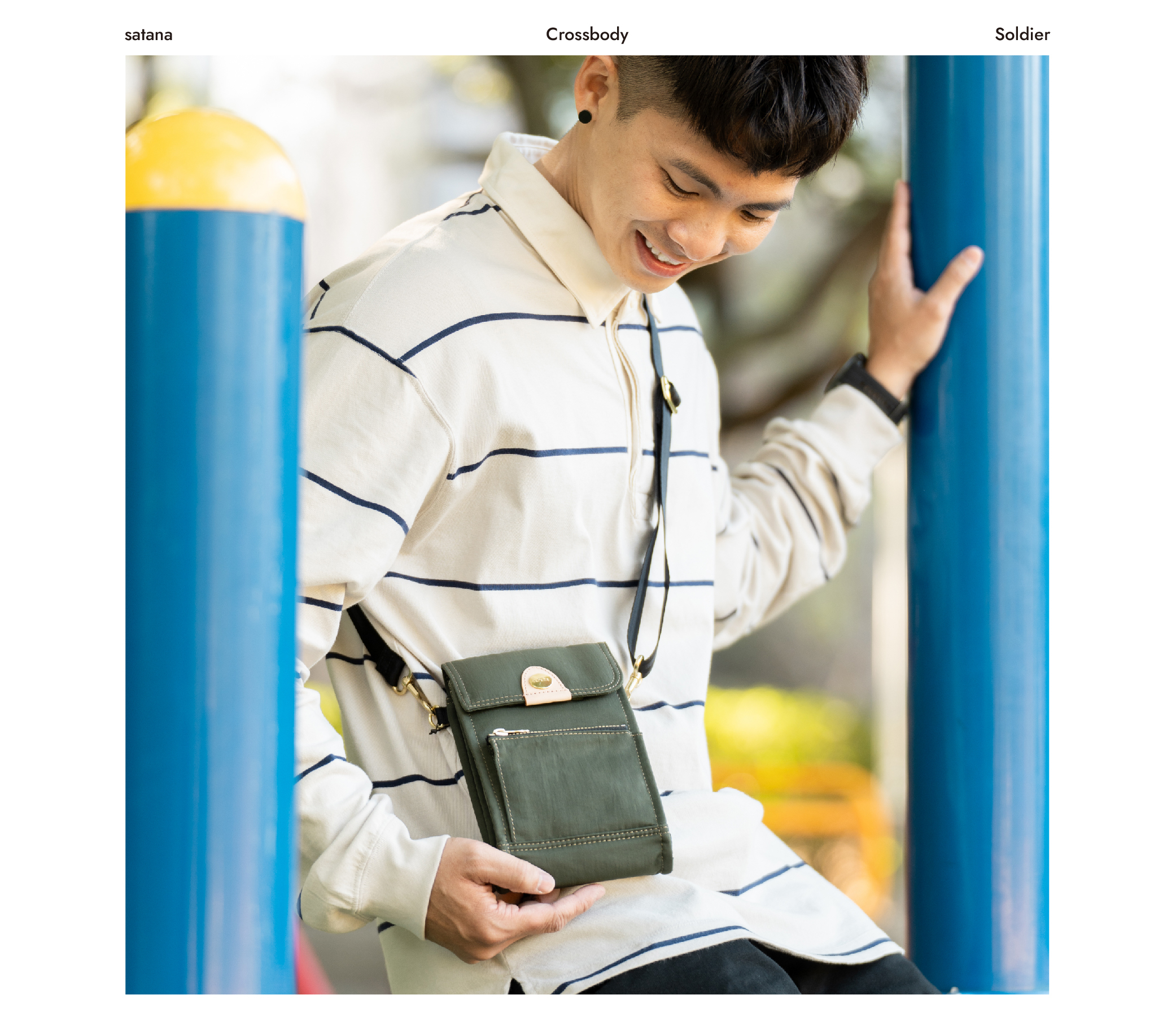 satana Soldier 趣遊輕盈隨身包 軍綠色 SOS3010-324 男生實背形象照