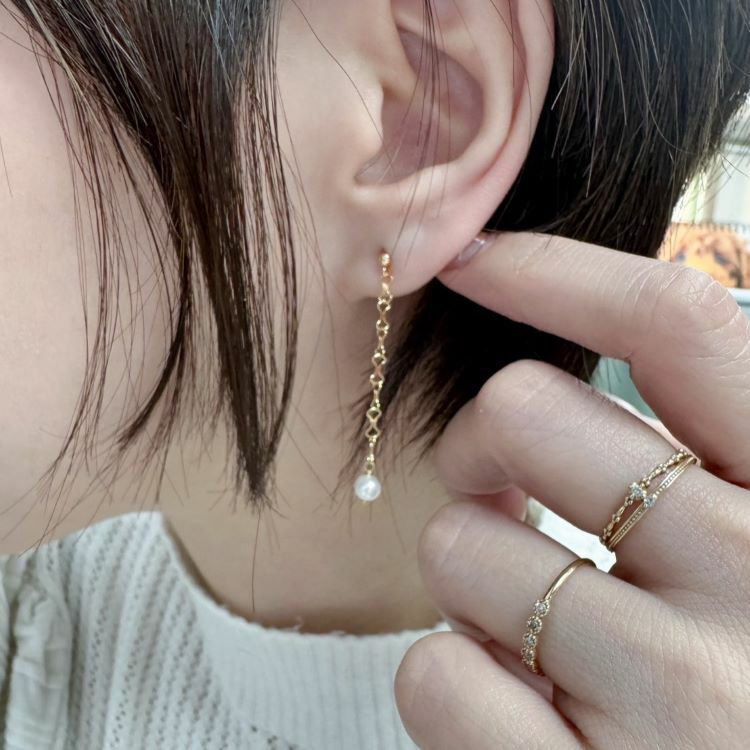 【me.luxe】K18手鼓珍珠耳環