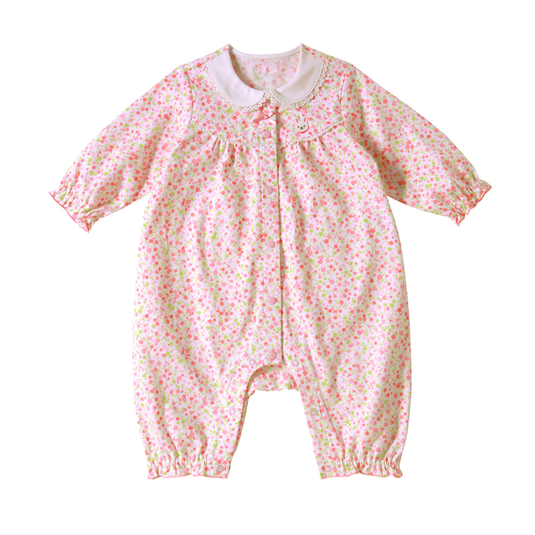 碎花小領子連身衣-粉