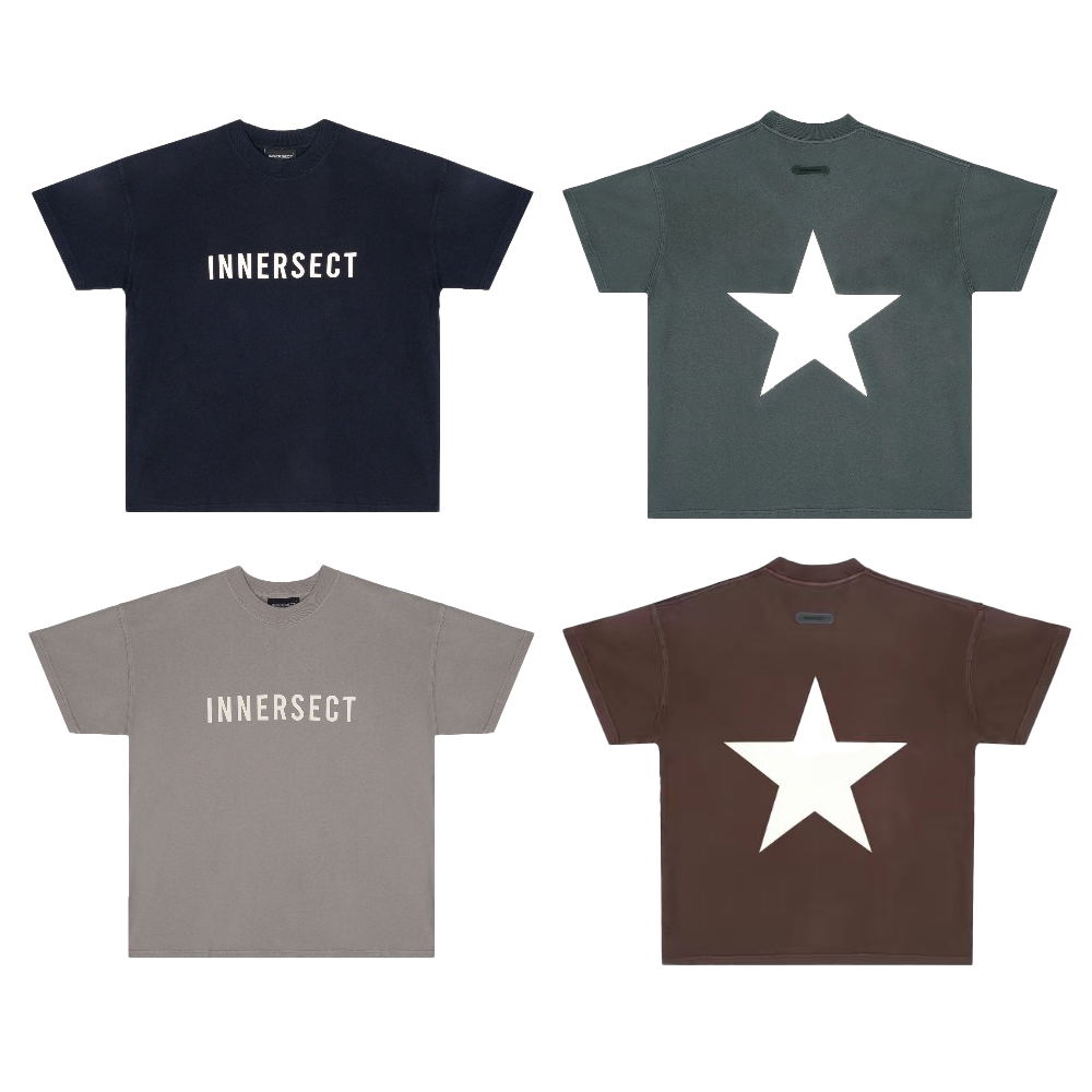 陳冠希 Clot INNERSECT 三生萬物 FOG ESSENTIAL 胸口字母Innersect 背後星星圖案短T  休閒風 重磅圓領短袖 24春夏新款 男女同款 INN24SSTTE043*