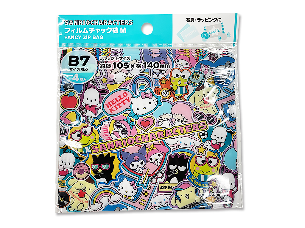 B7夾鏈收納袋/三麗鷗貼紙風 M號 4入