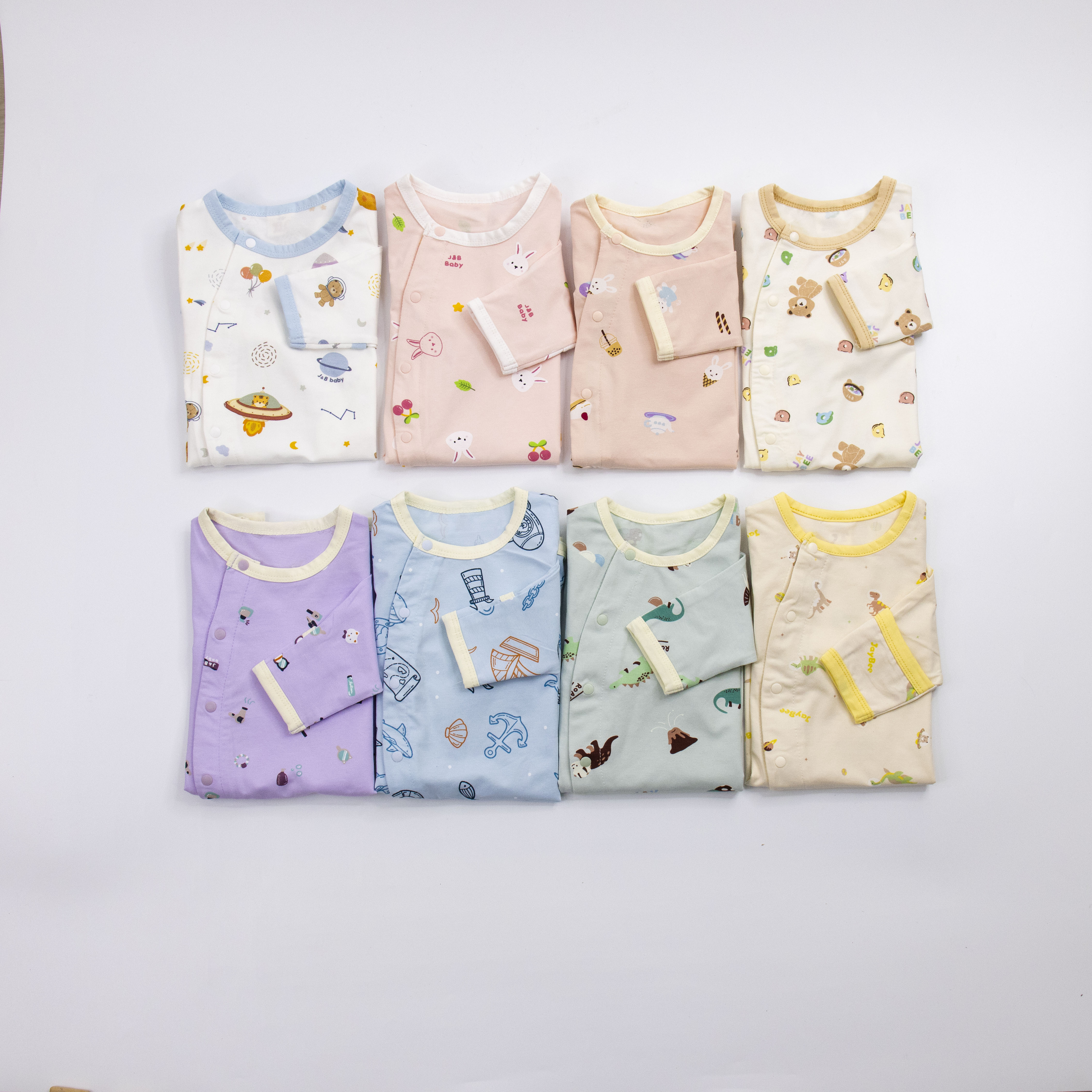 【JB1008】櫻桃兔兔。霜柔棉長袖開襟連身衣/爬服