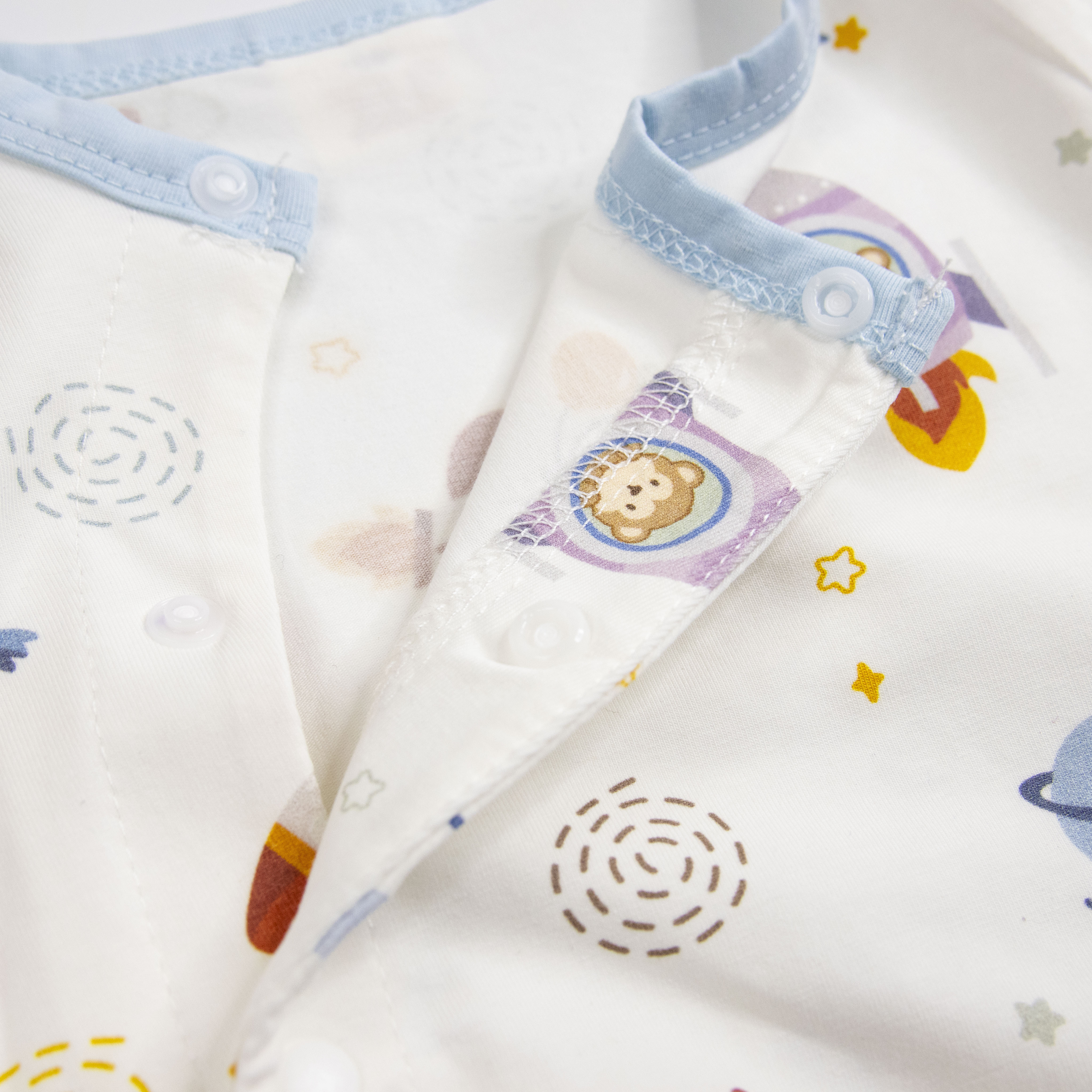 【JB1006】動物們去太空。霜柔棉長袖開襟連身衣/爬服