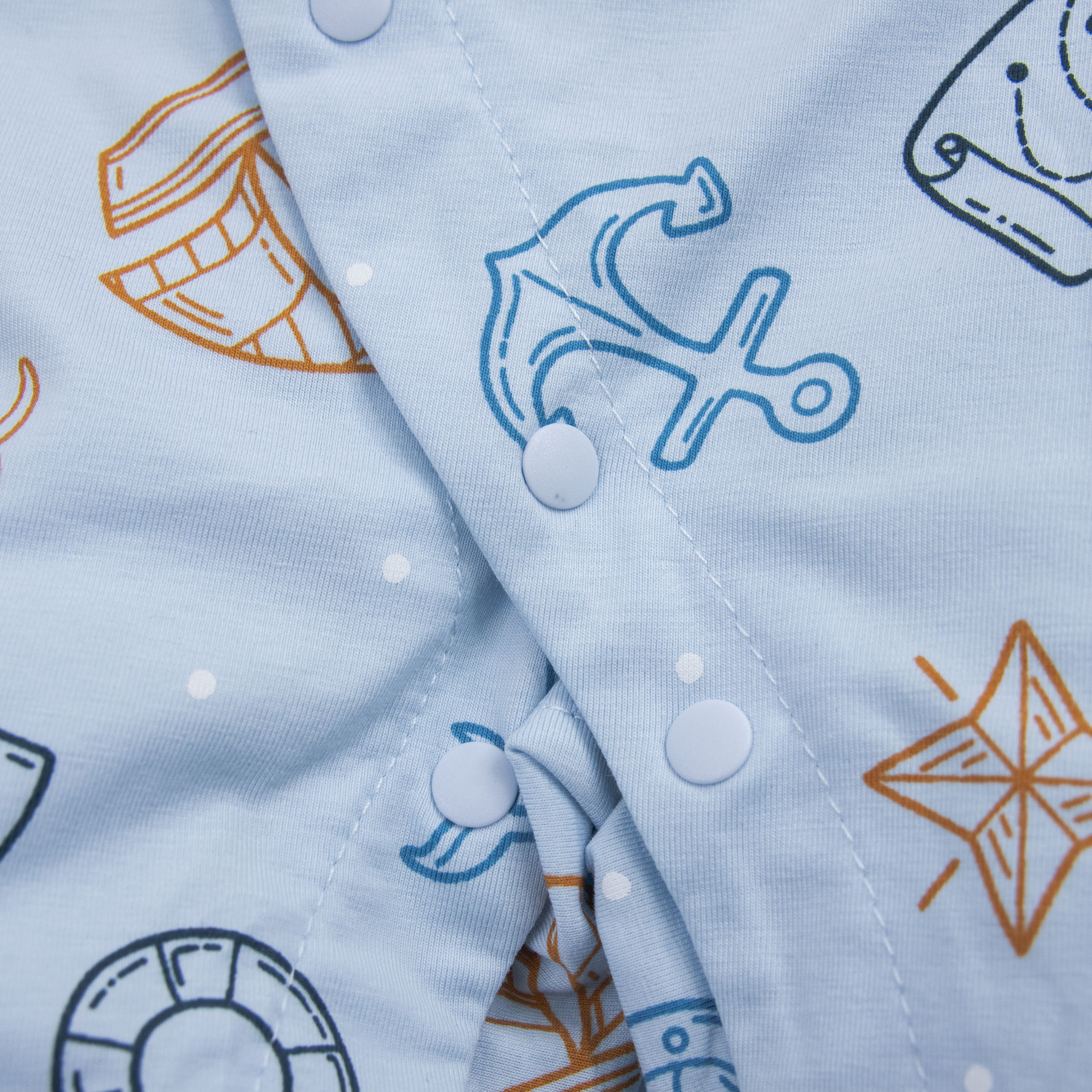 【JB1005】海洋世界。霜柔棉長袖開襟連身衣/爬服