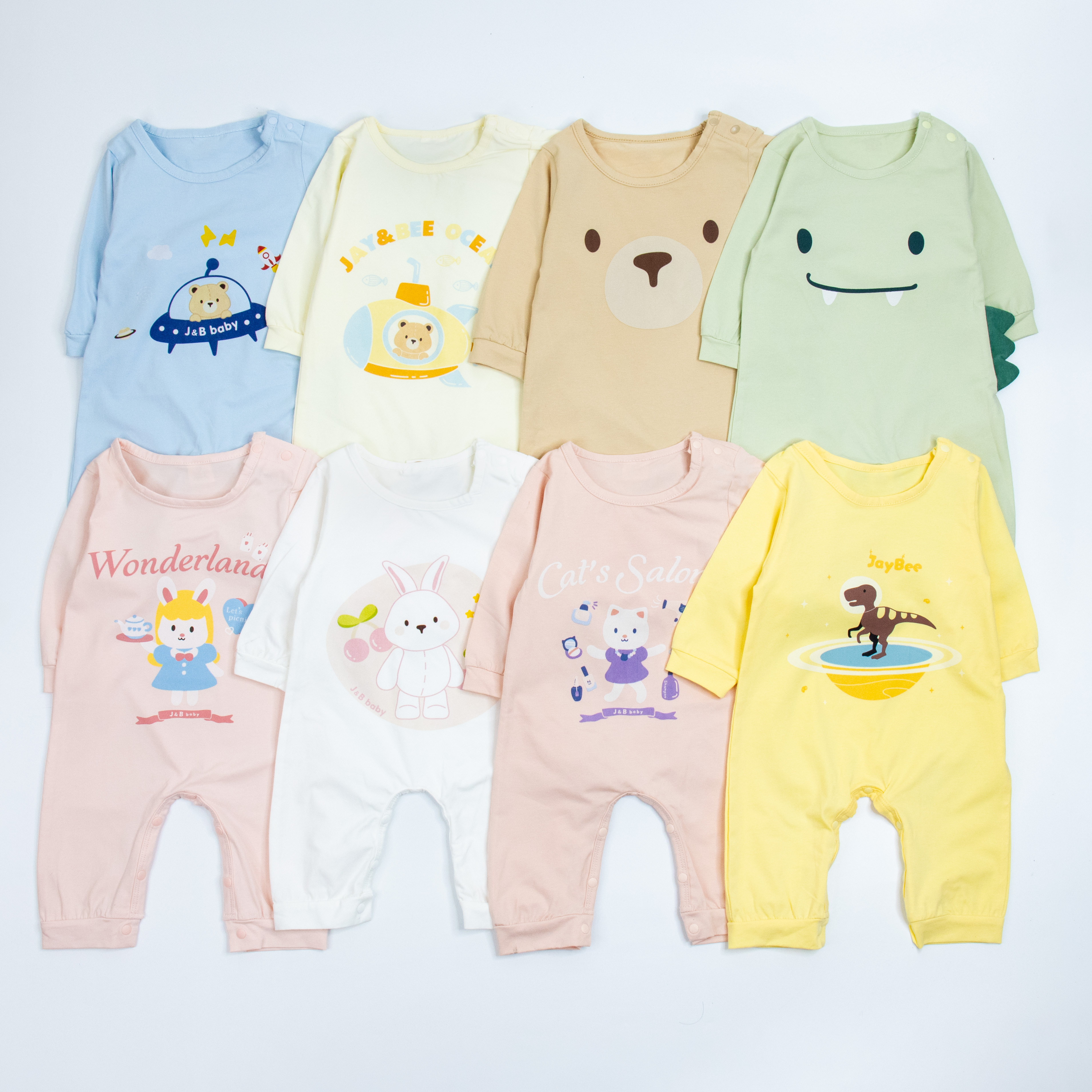 【JB1012】愛麗絲兔。霜柔棉長袖連身衣/爬服