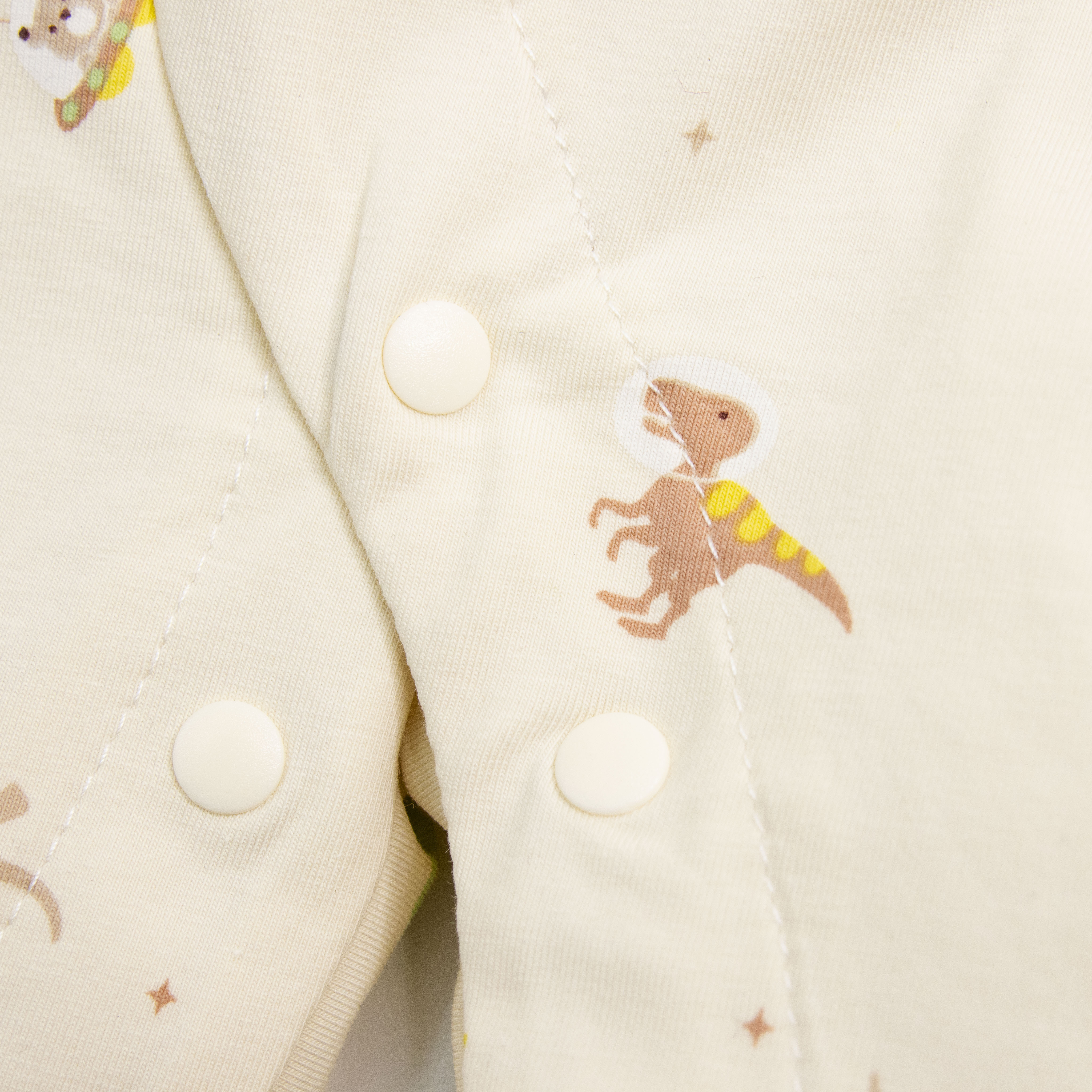 【JB1007】太空恐龍。霜柔棉長袖開襟連身衣/爬服