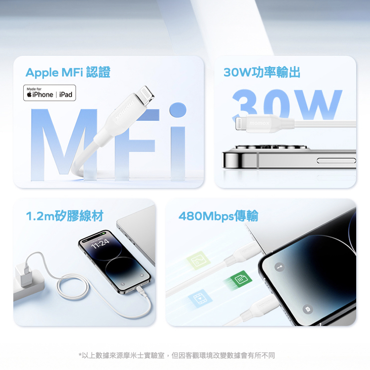 1-Link Flow USB-C to Lightning 充電線-(1.2m)