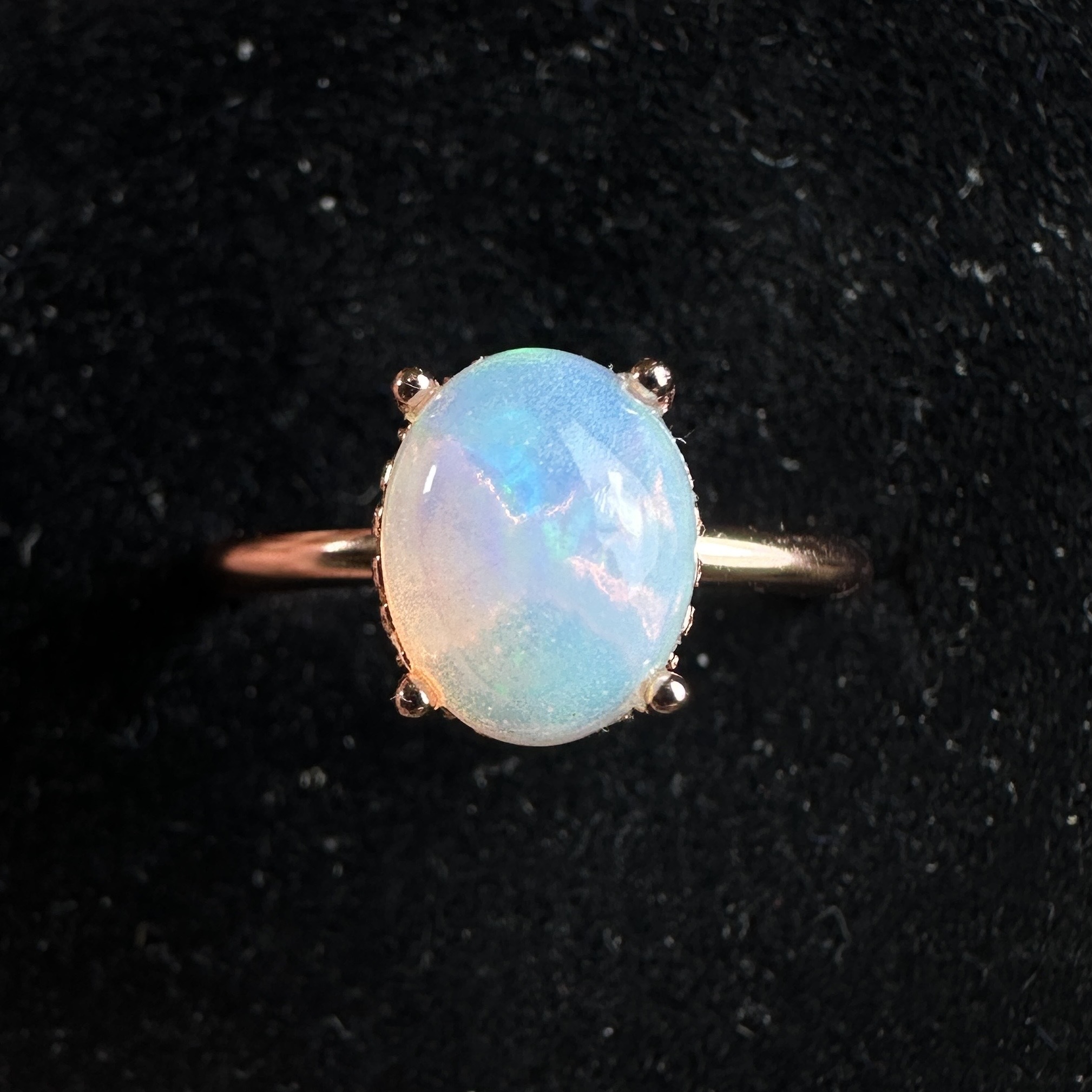 T4蛋白石玫瑰金戒指