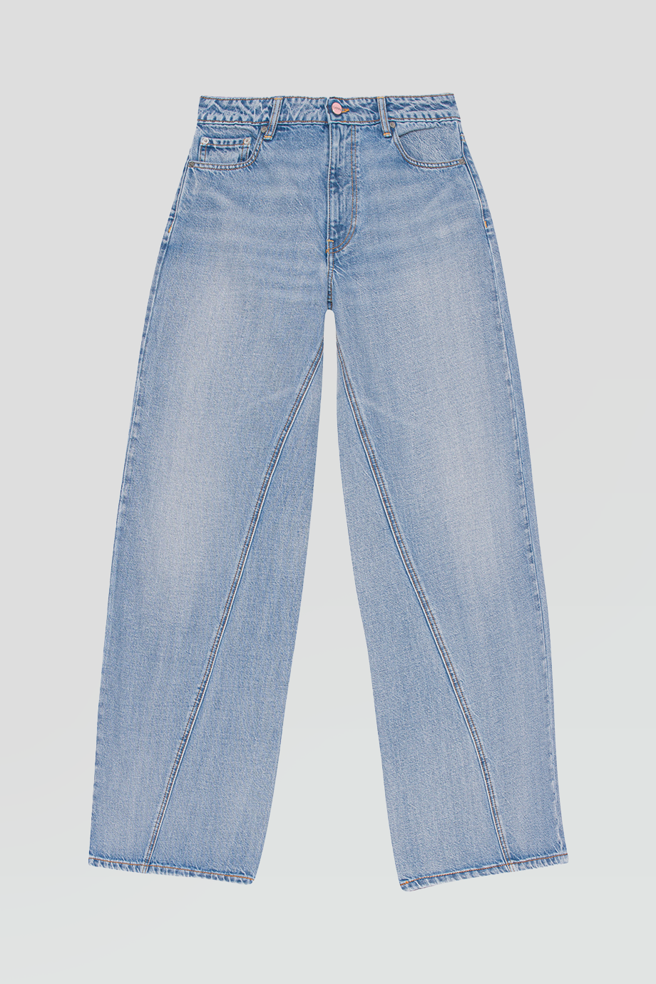 GANNI｜RIGID 中腰對角縫線牛仔寬褲