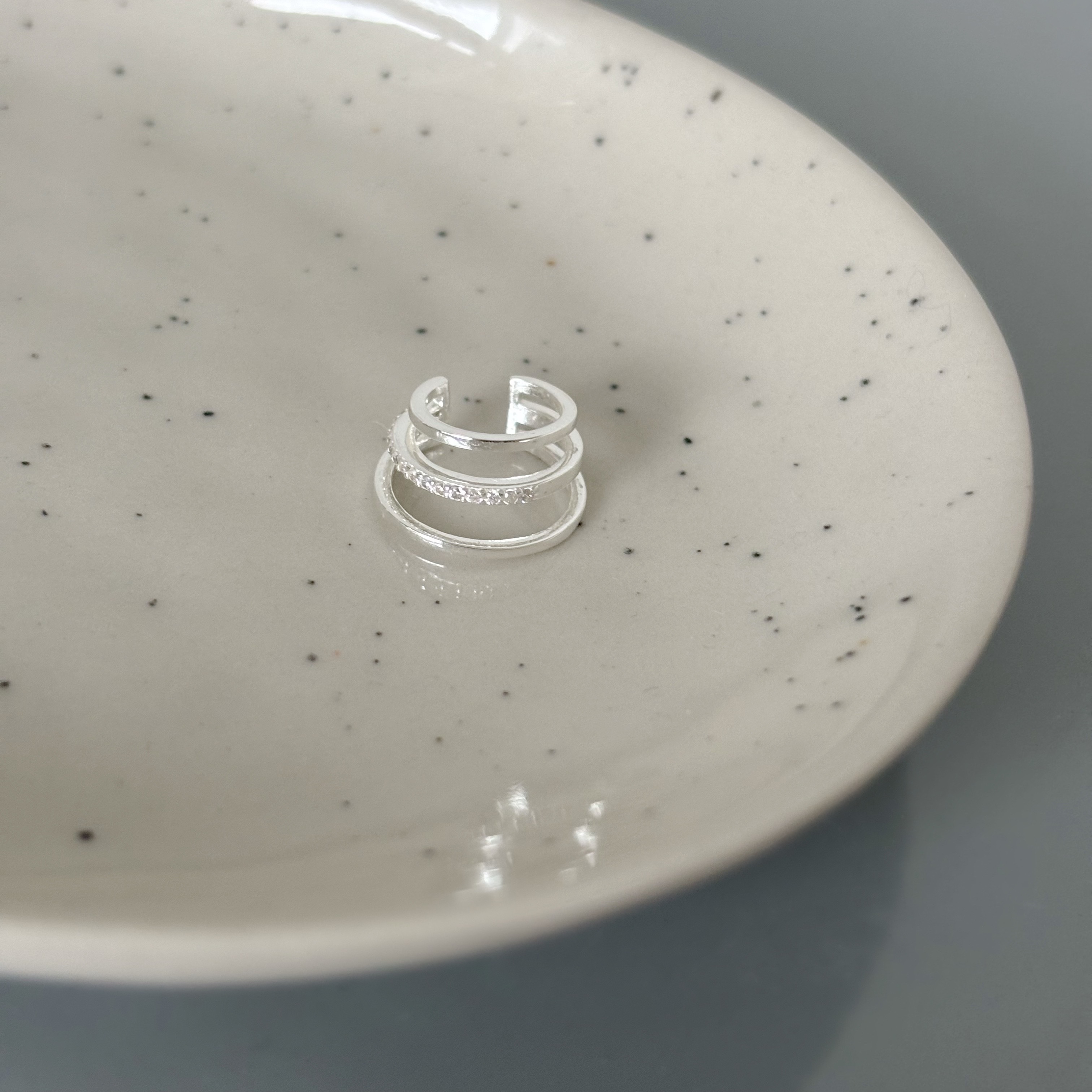 三環鋯石耳骨夾