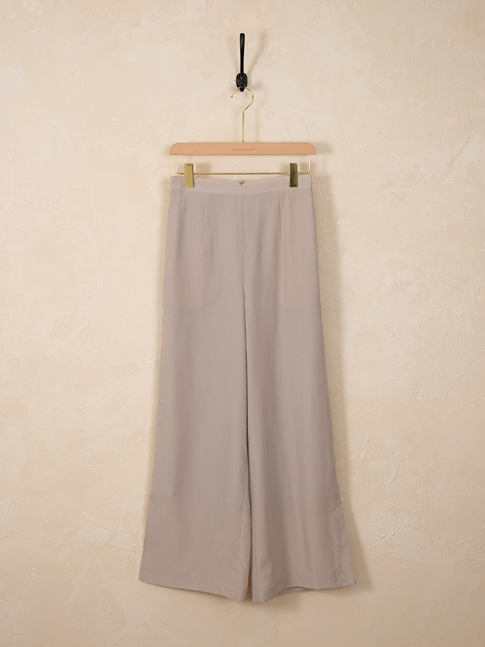雙城小徑切角寬褲-光