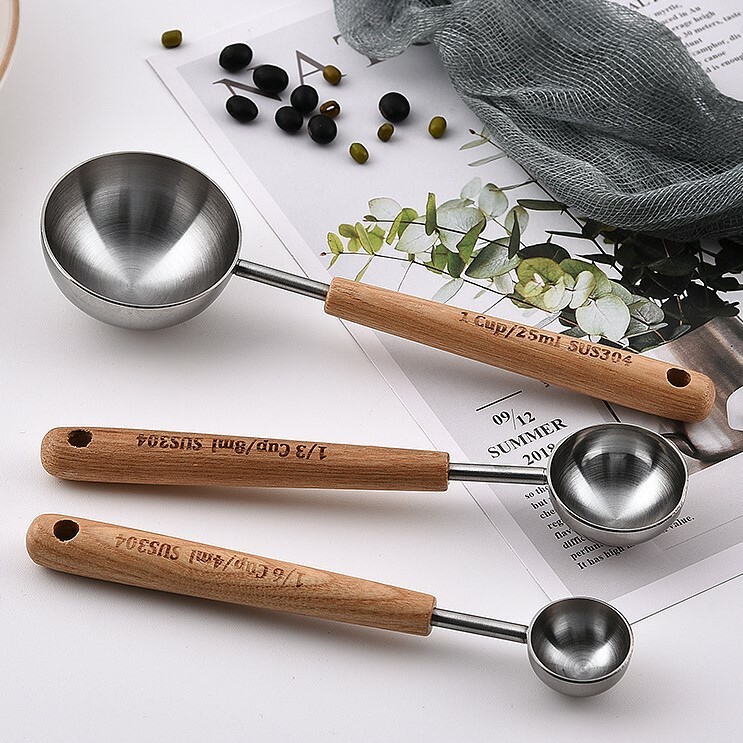 《3919》高質感木質不銹鋼加厚量匙