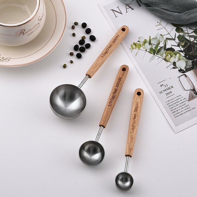 《3919》高質感木質不銹鋼加厚量匙