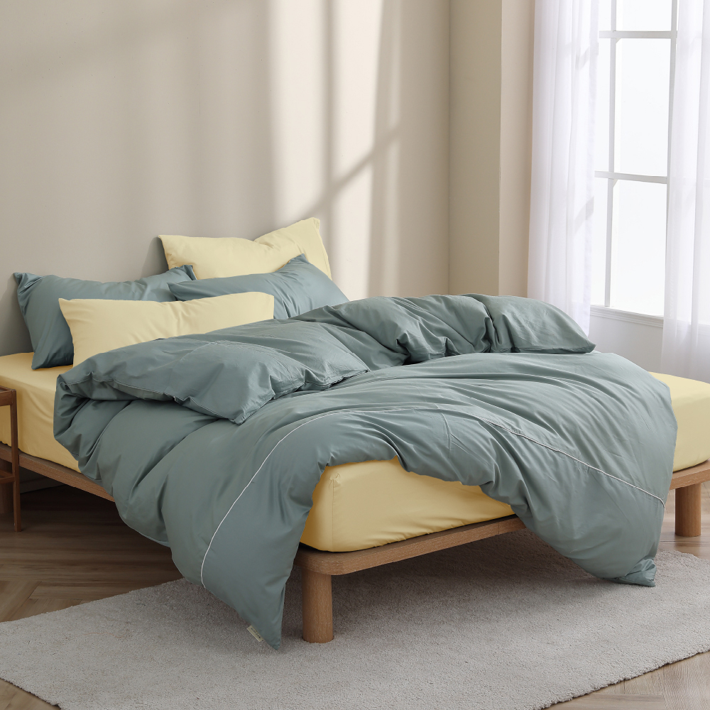 200織純棉｜100%純棉｜雙色配｜奶油黃ｘ松霧綠 酪梨寶寶