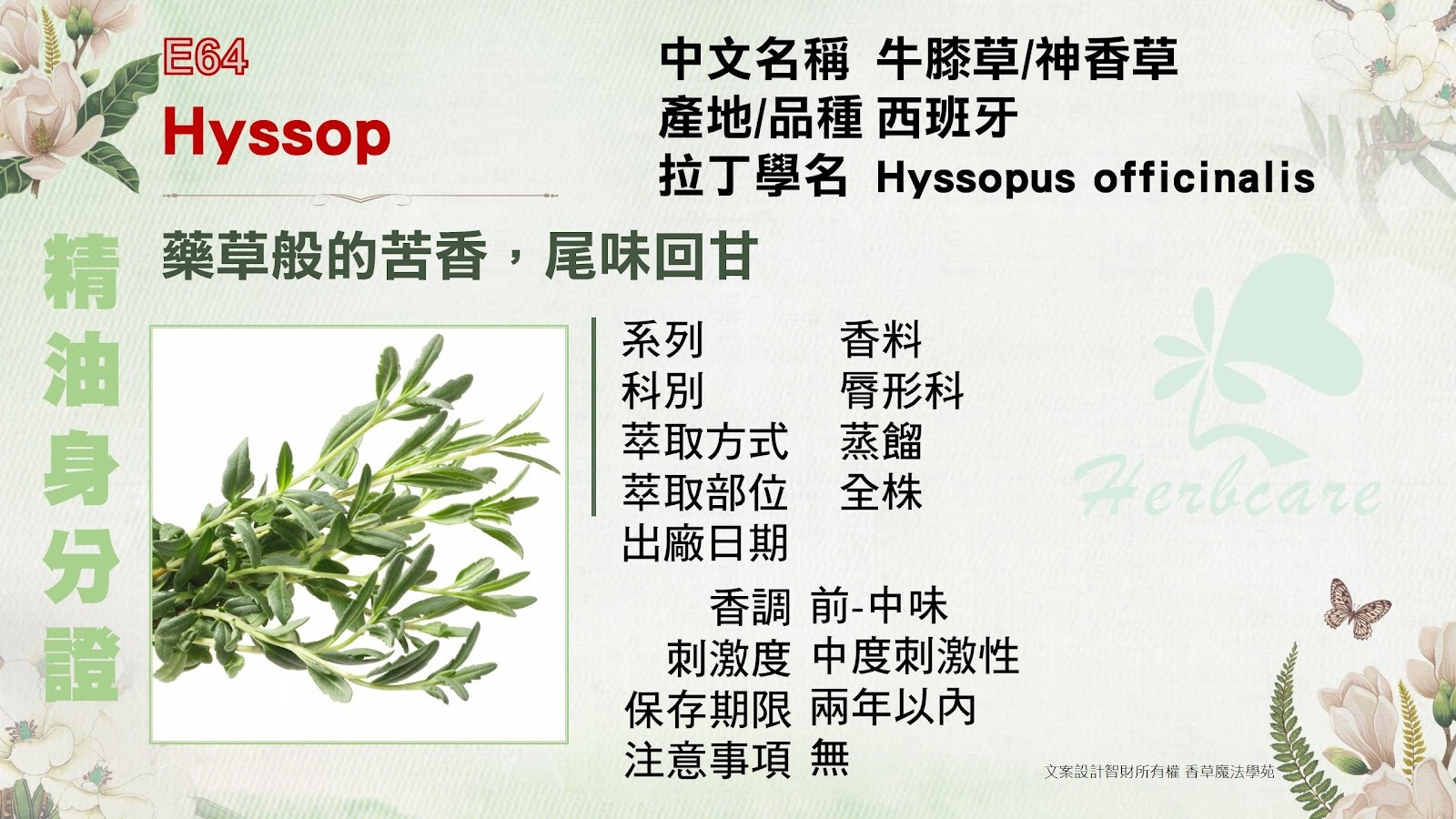 西班牙有機牛膝草純精油10ml