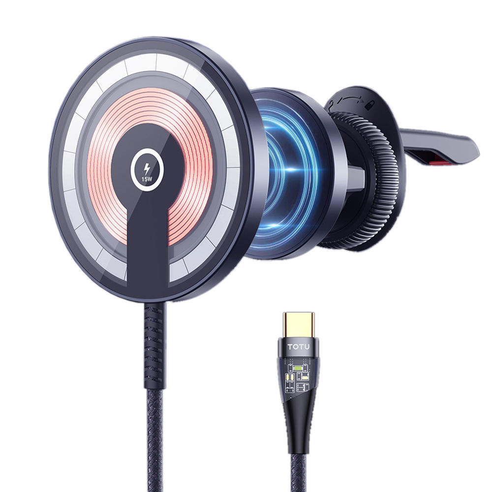 TOTU 拓途 兩用 磁吸無線充電盤車架車用手機支架手機座 出風口 15W快充 明系列 1.5M