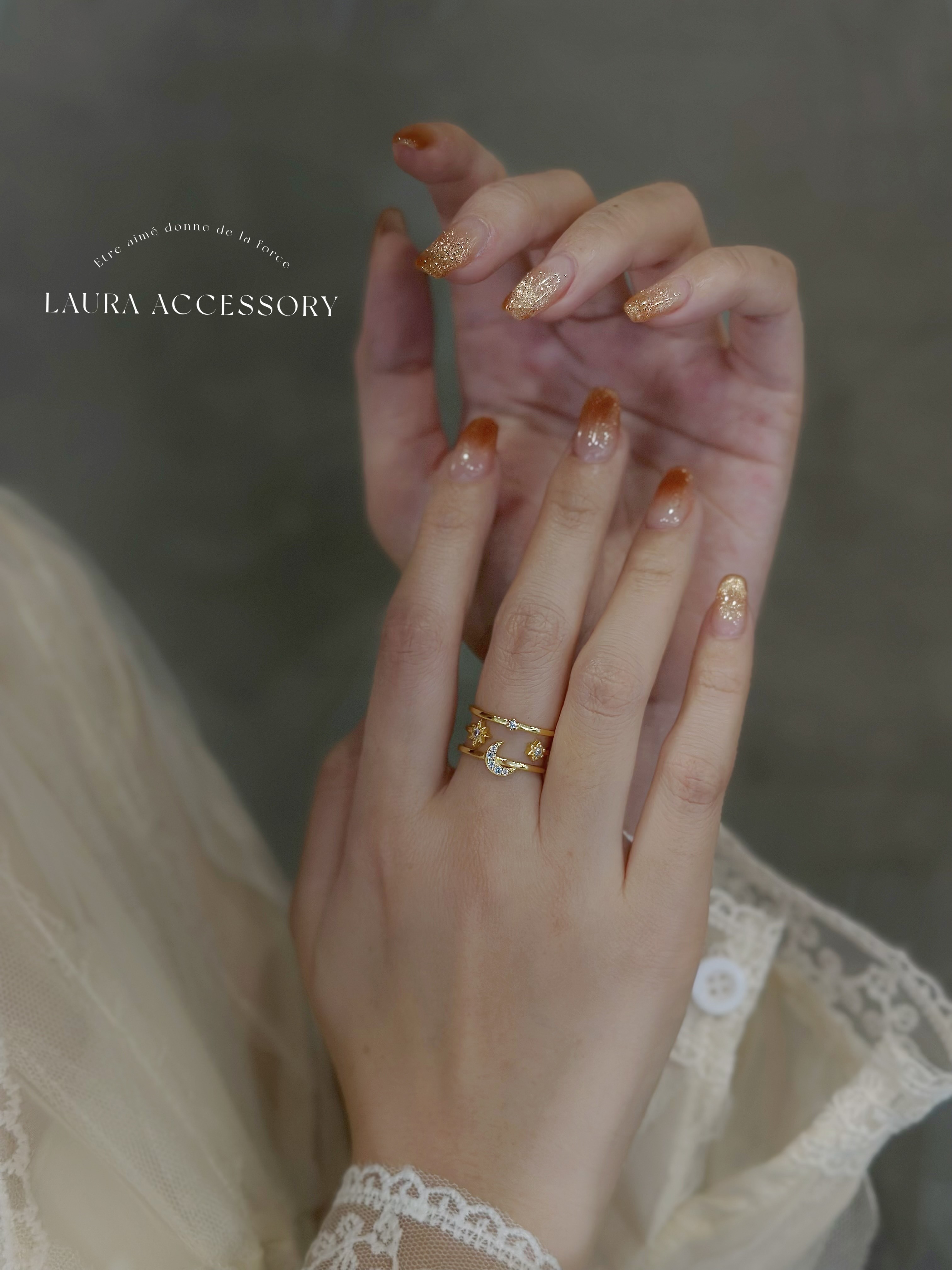 月色．月亮星芒純銀調整戒