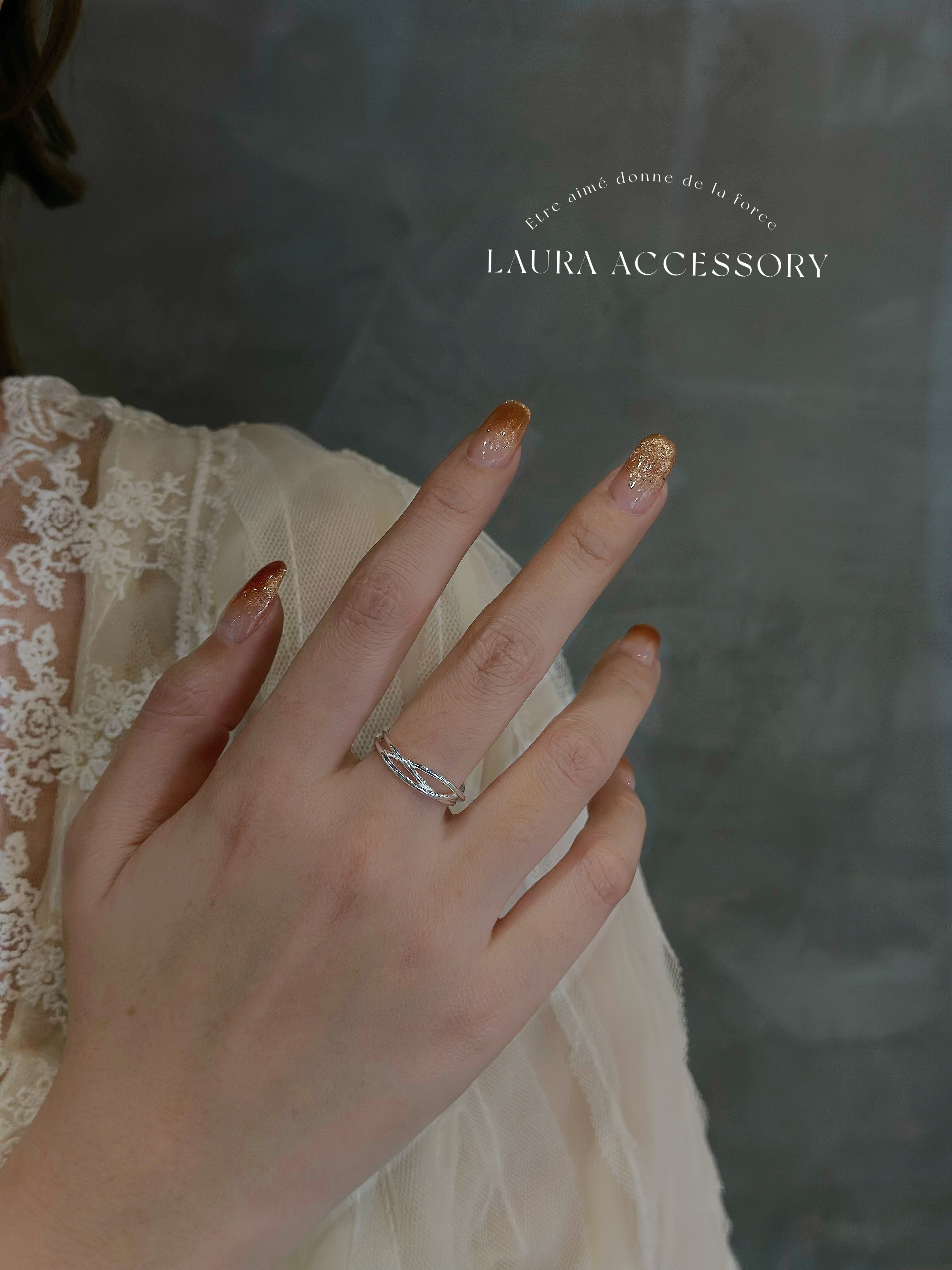 觸及．交叉純銀調整戒