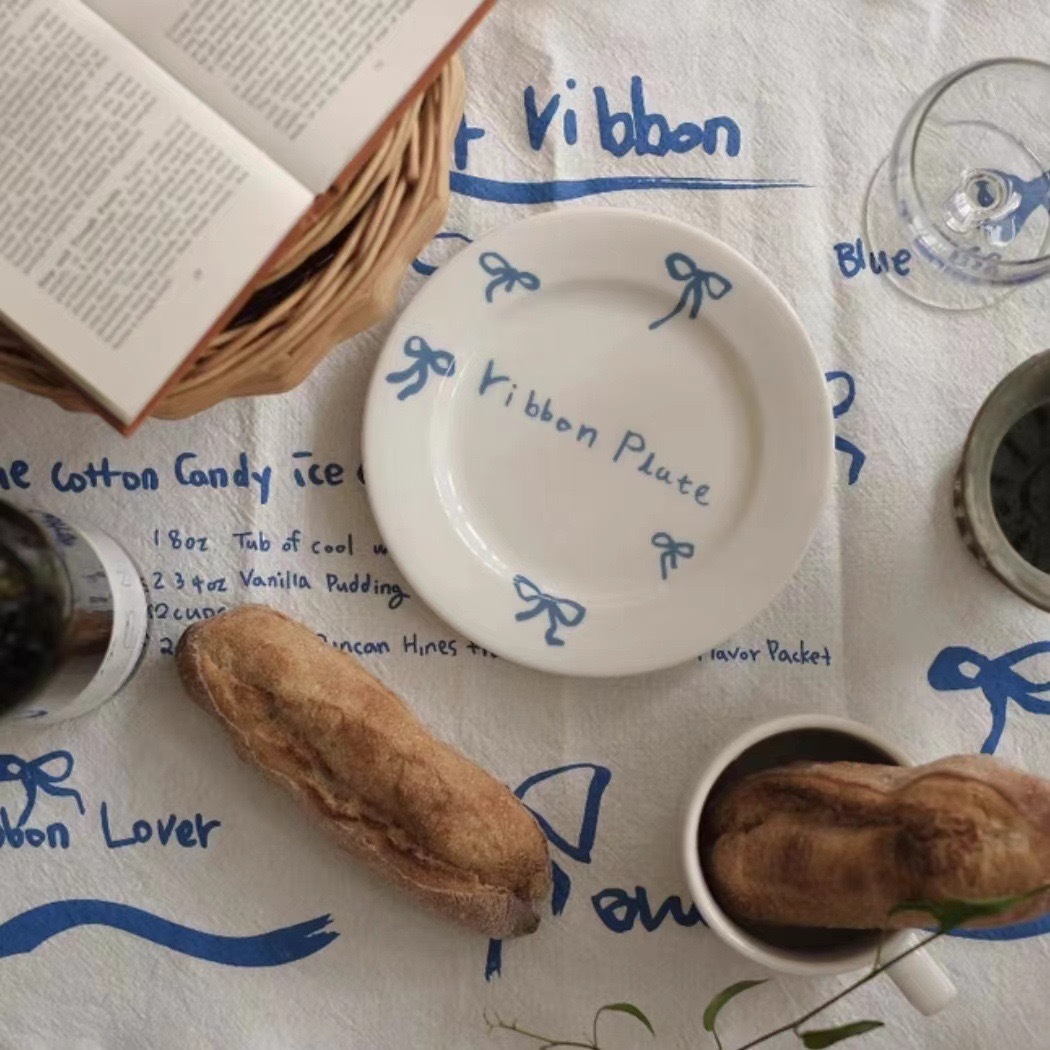 《3925》韓風復古蝴蝶結陶瓷圓盤