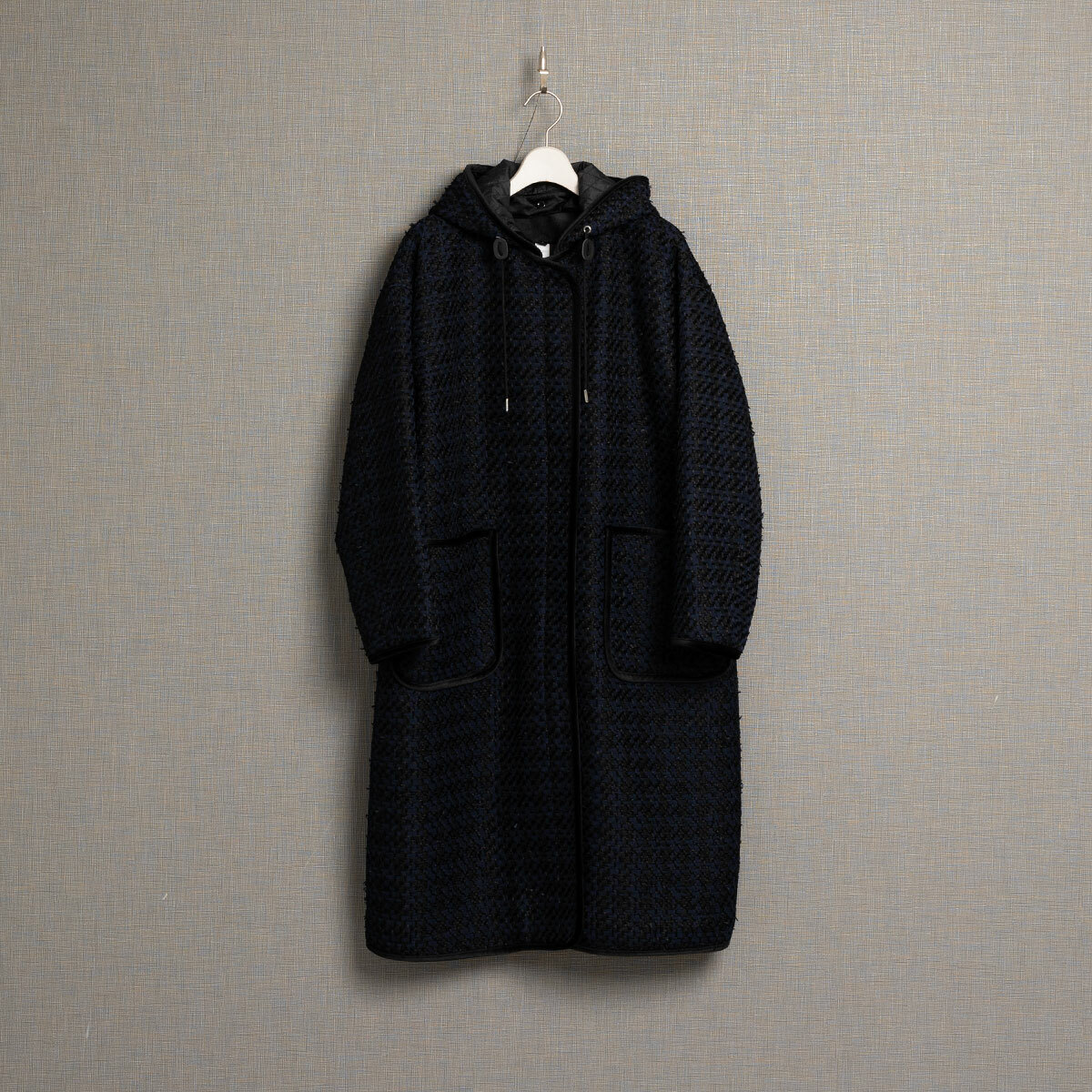 CHONO 兩穿式千鳥格長版外套（深藍）