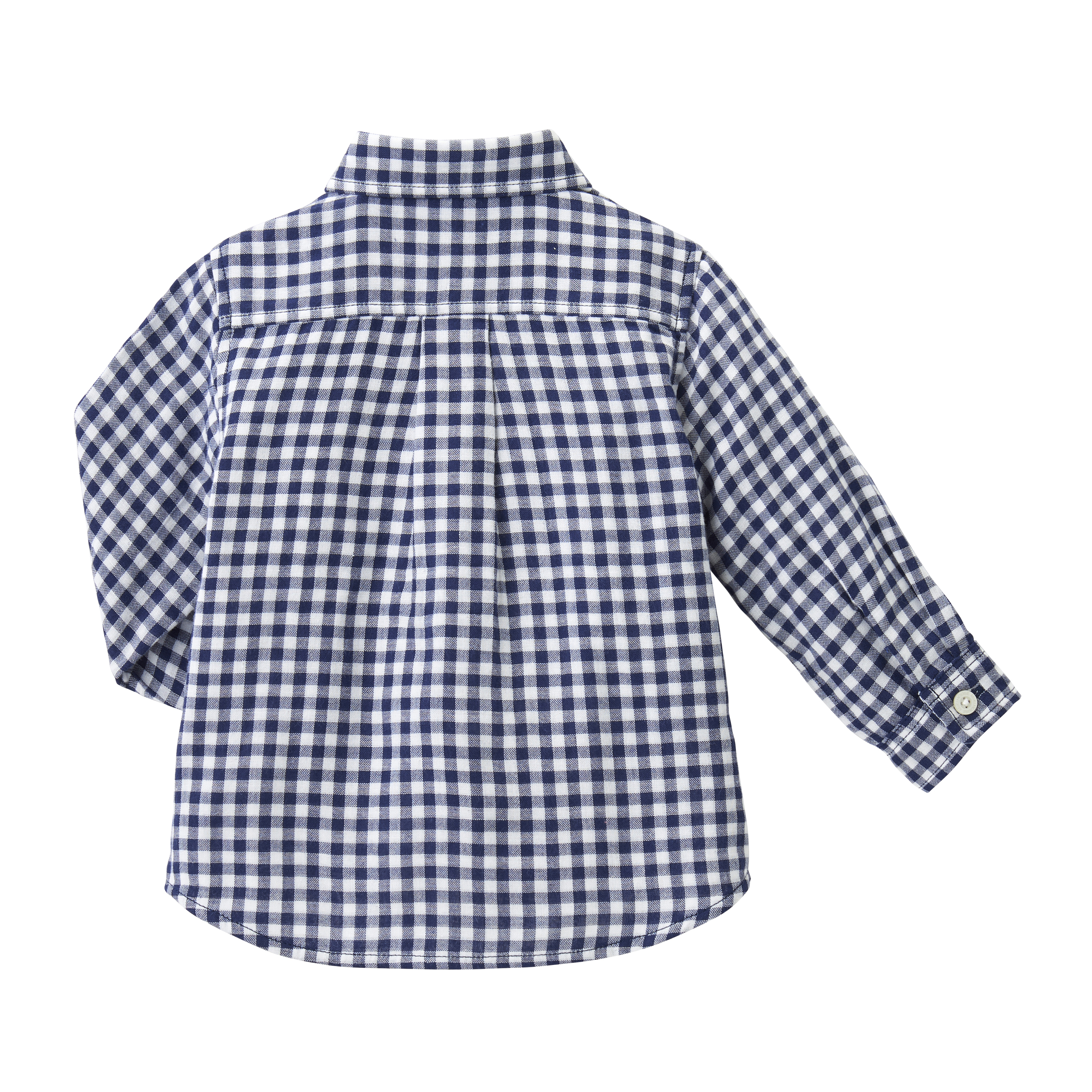 格子長袖襯衫-藏藍