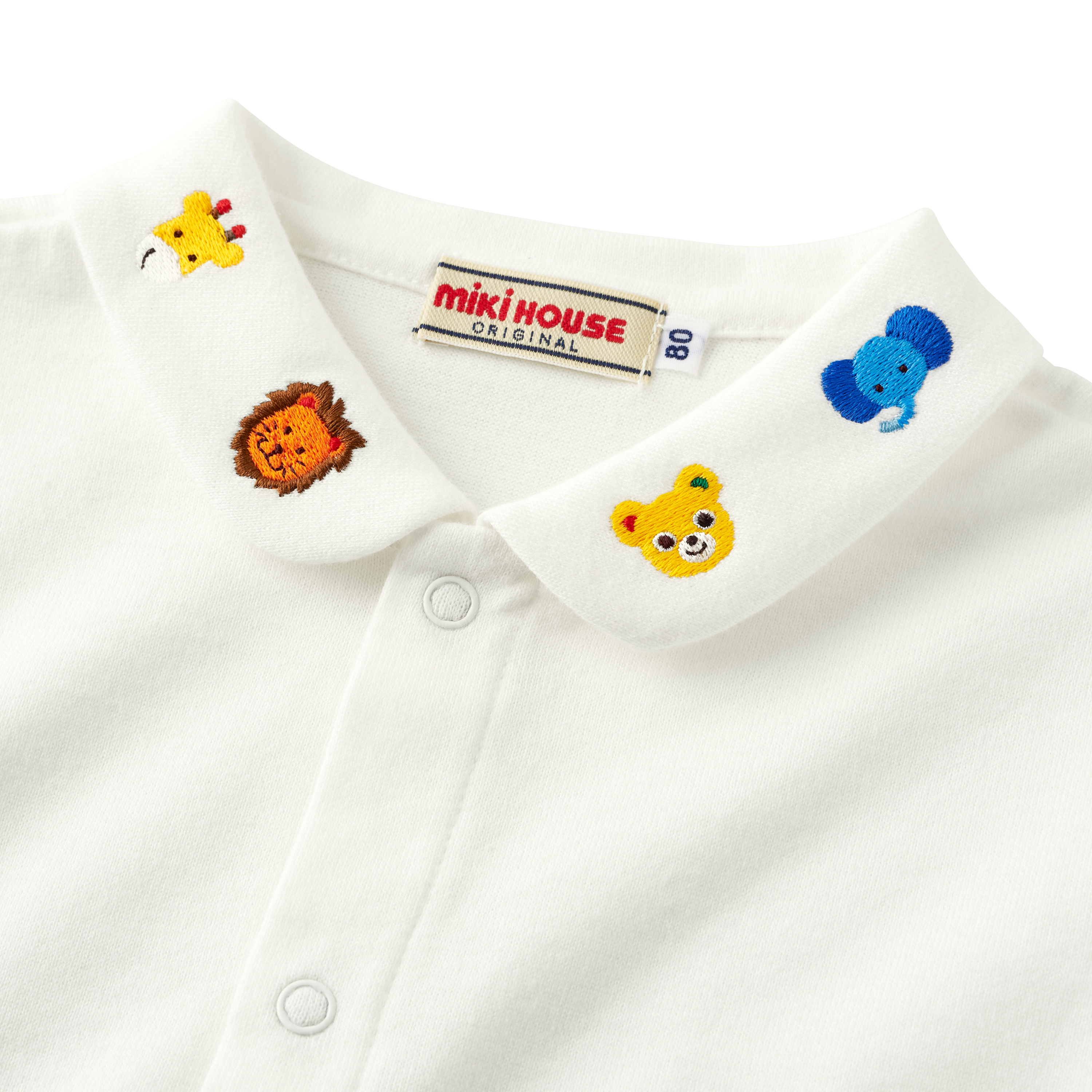 普奇熊刺繡翻領長袖襯衫-白