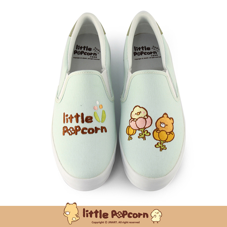 Paidal x 小玉米花Little popcorn 春日花花休閒鞋懶人鞋不彎腰鞋-綠