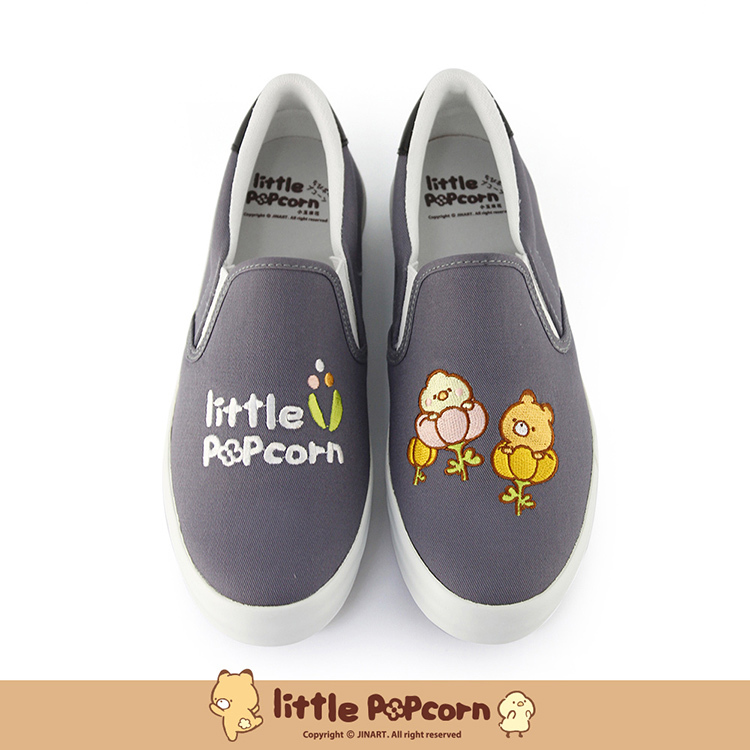 Paidal x 小玉米花Little popcorn 春日花花休閒鞋懶人鞋不彎腰鞋-灰