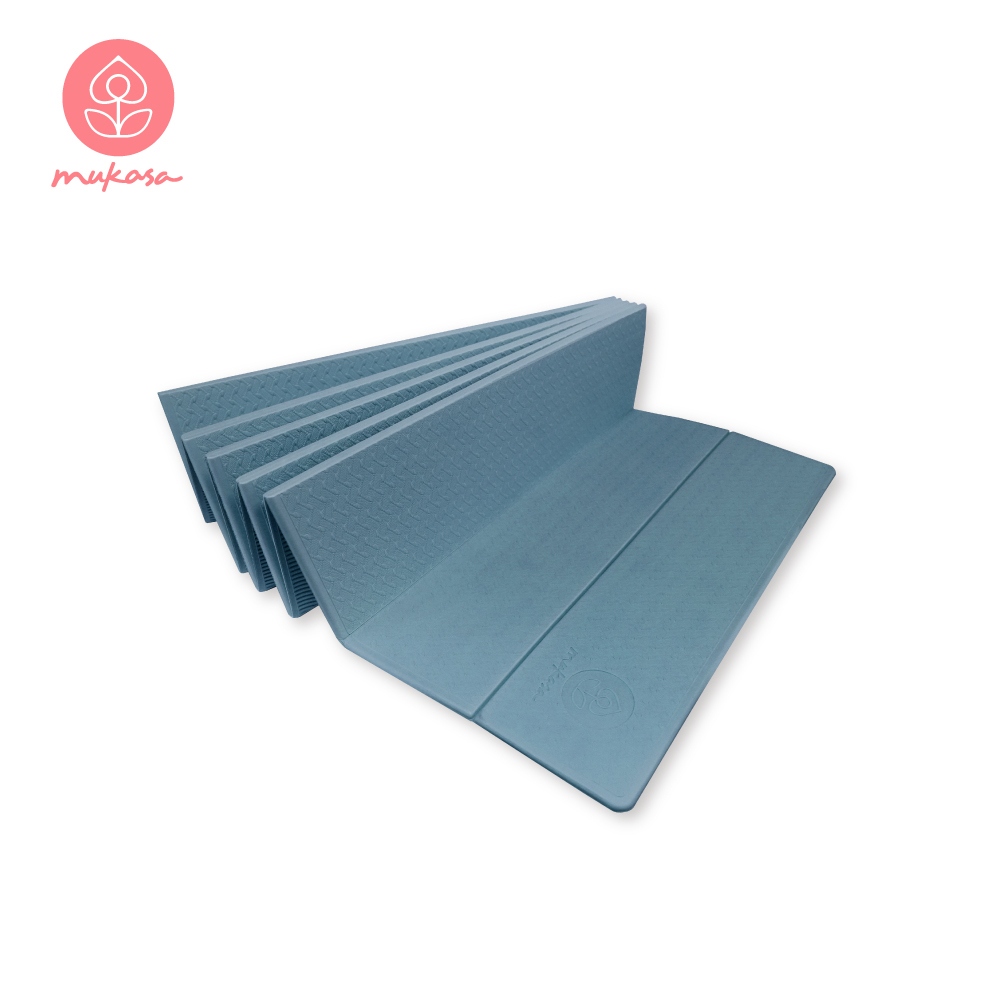 MUKASA TPE 折疊瑜珈墊(12摺) - 6mm(冰湖藍) MUK-23141