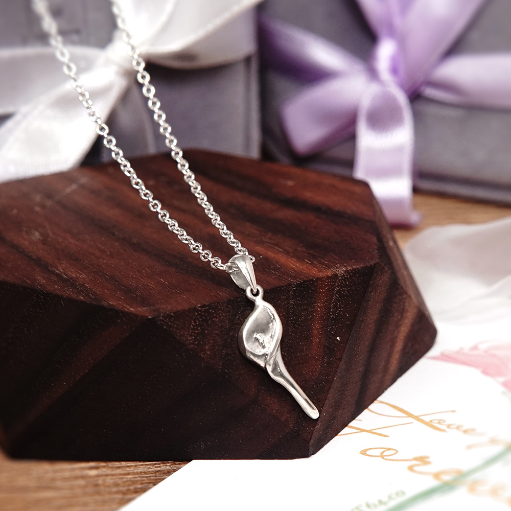 母親節禮物 海芋純銀項鍊 925純銀女生項鍊 花朵項鍊