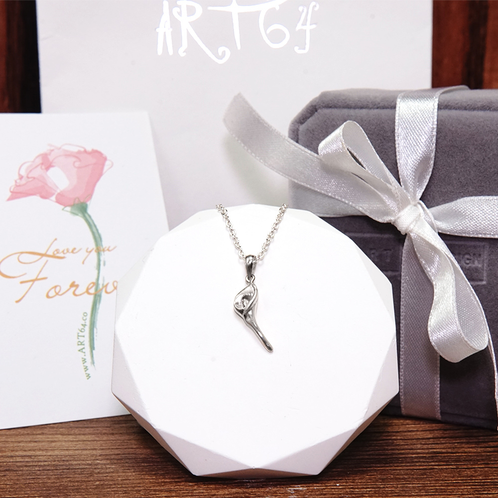 母親節禮物 海芋純銀項鍊 925純銀女生項鍊 花朵項鍊