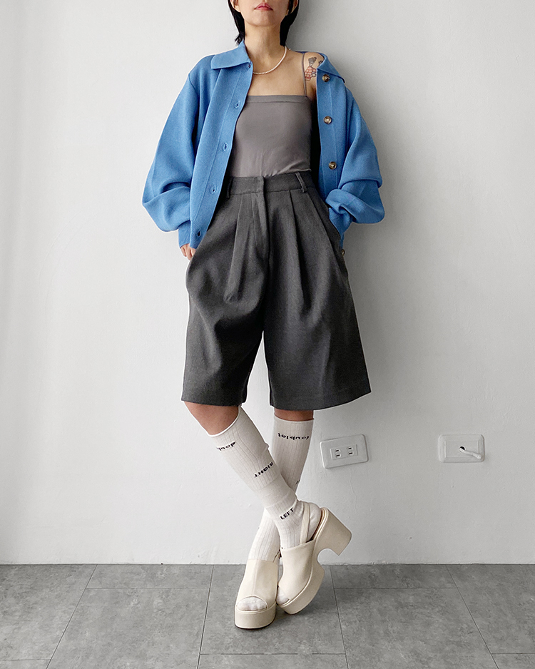 MFS-2494 毛呢打褶五分褲