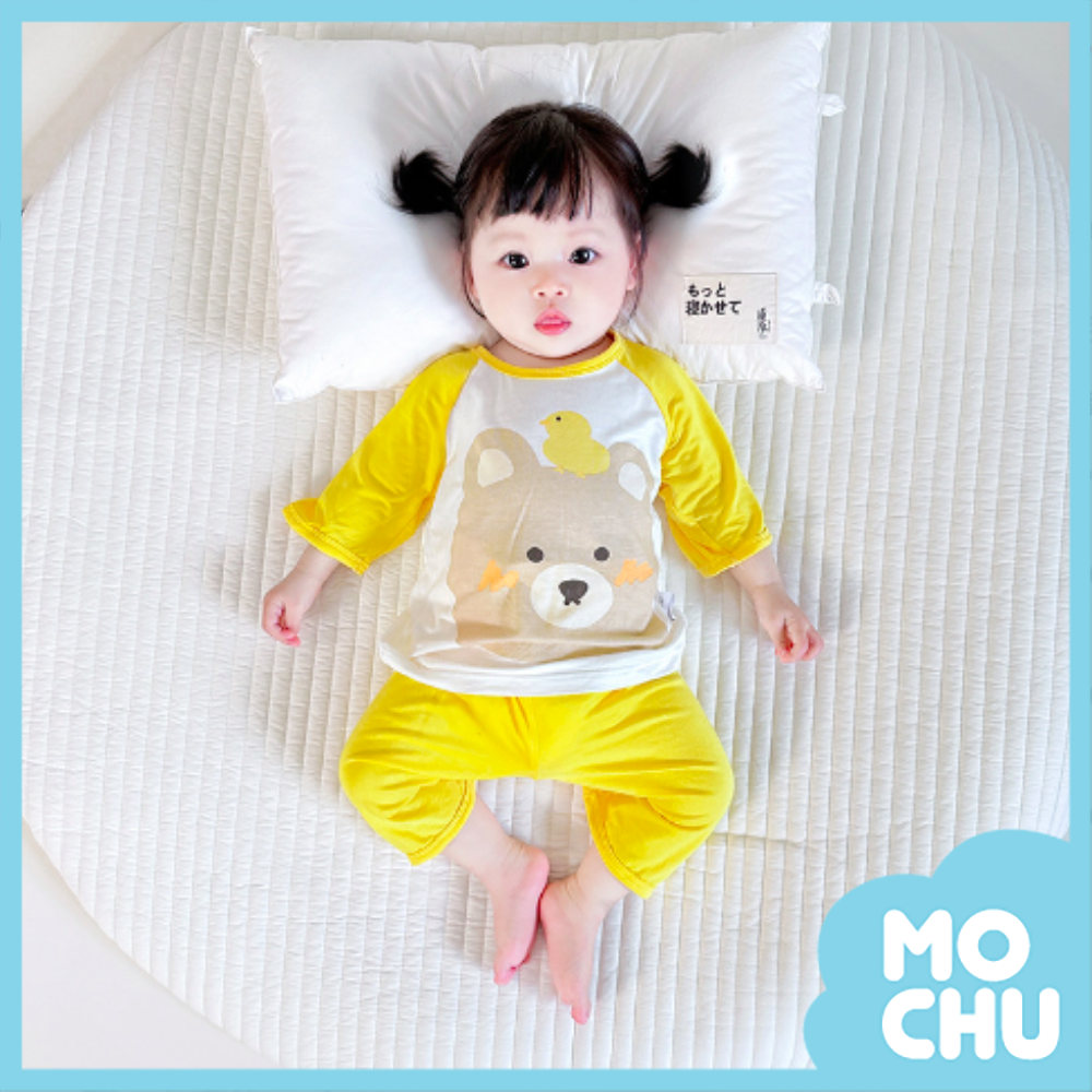 小熊頭莫代爾七分袖套裝