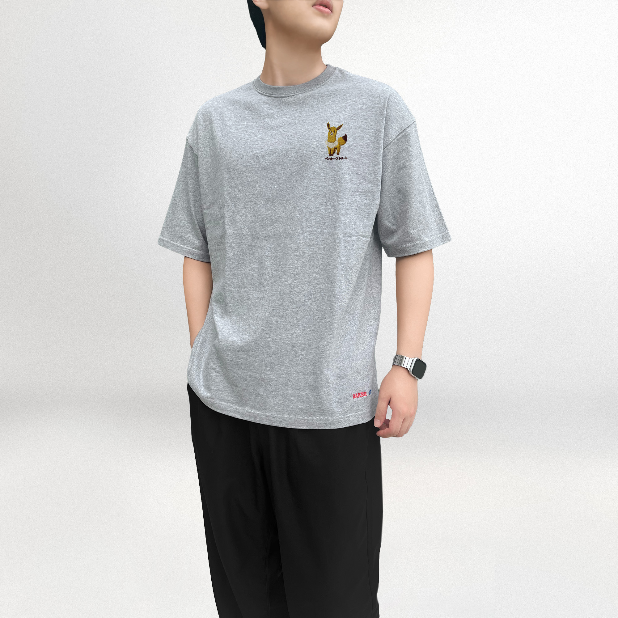 Embroidery-布布駝 刺繡  寬版落肩  短T