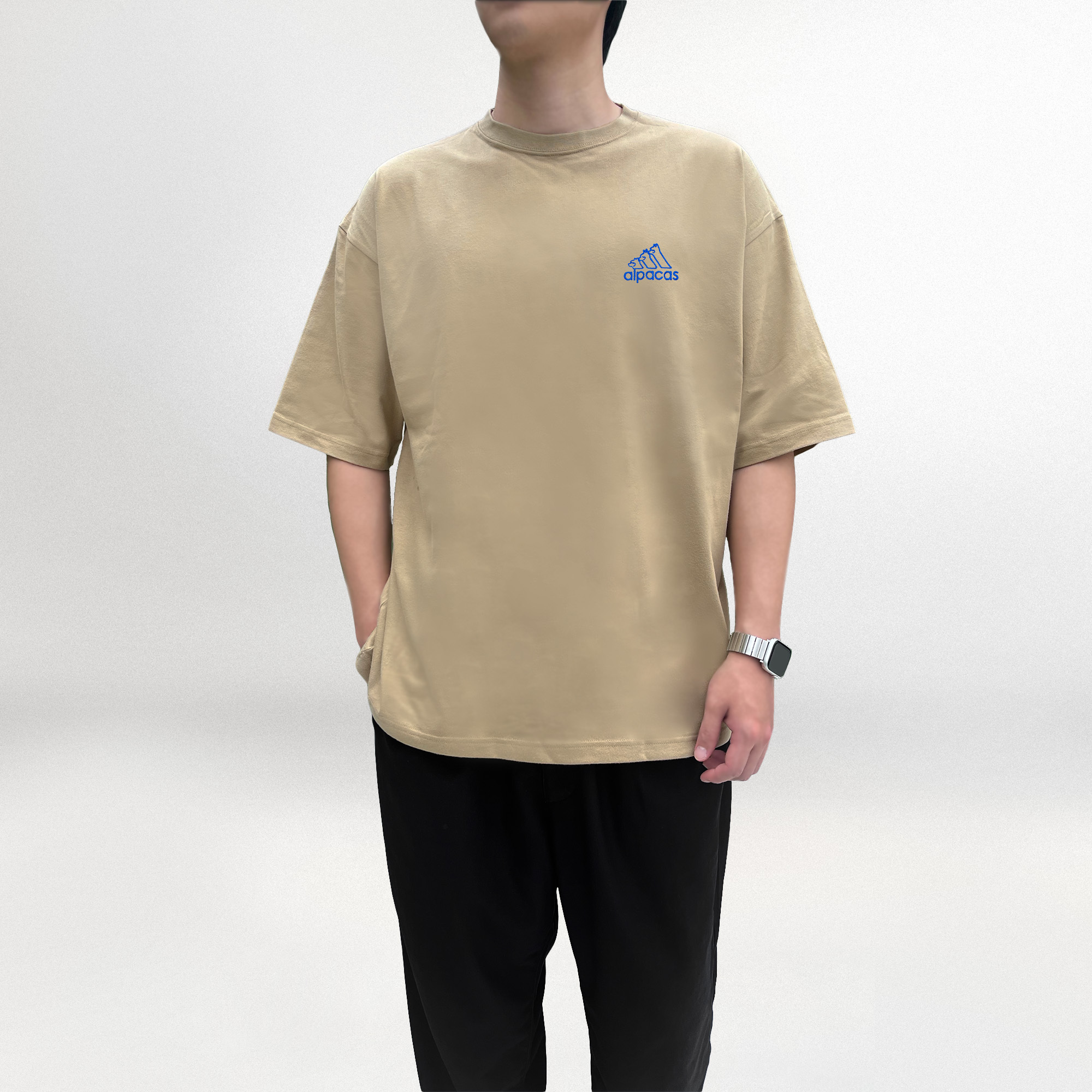 Embroidery-愛迪三兄弟 刺繡  寬版落肩  短T