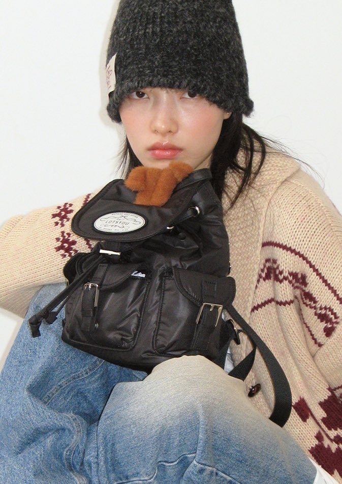 ☆人気☆【LOTSYOU】☆Nostalgia chubby Backpack Blac.k☆ ☆LOTSYOU☆NOSTALGIA CHUBBY BACKPACK LEATHER BLACK (LOTSYOU