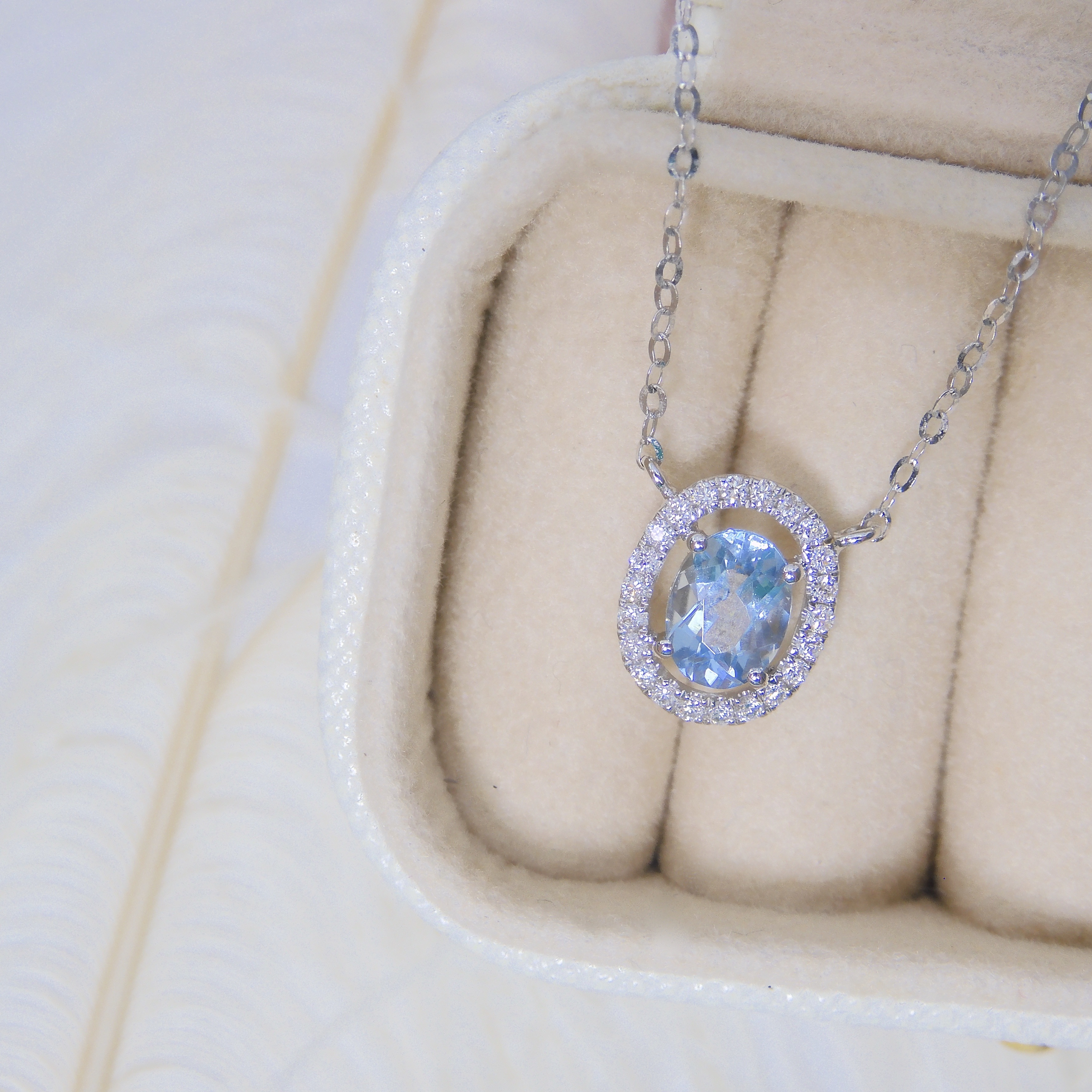 18K金 0.58ct 海藍寶項鏈