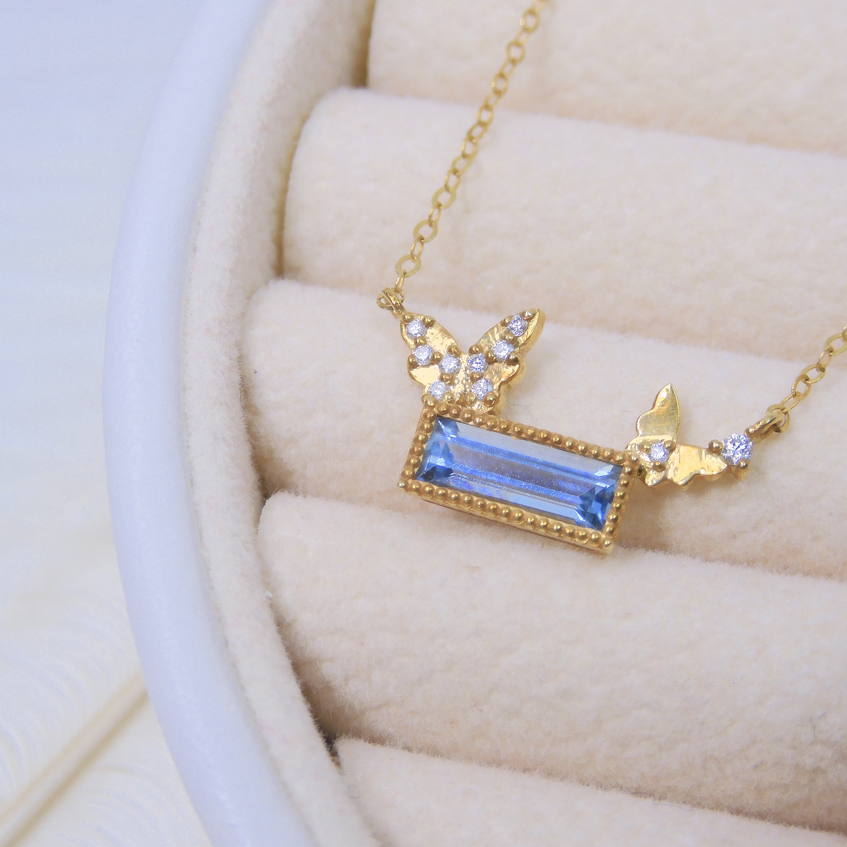 18K金 0.59ct 海藍寶項鏈